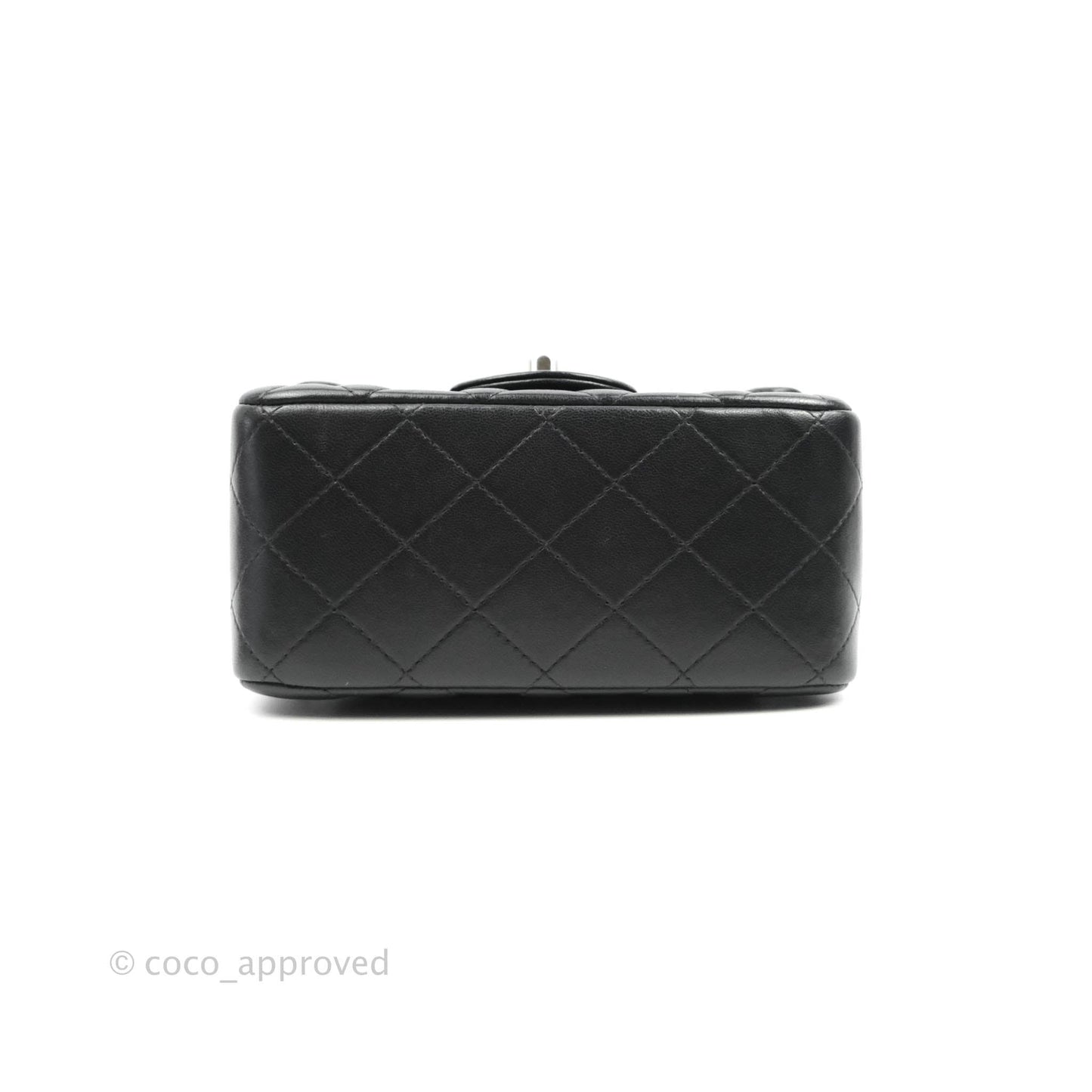 Chanel Mini Square Black Lambskin Silver Hardware