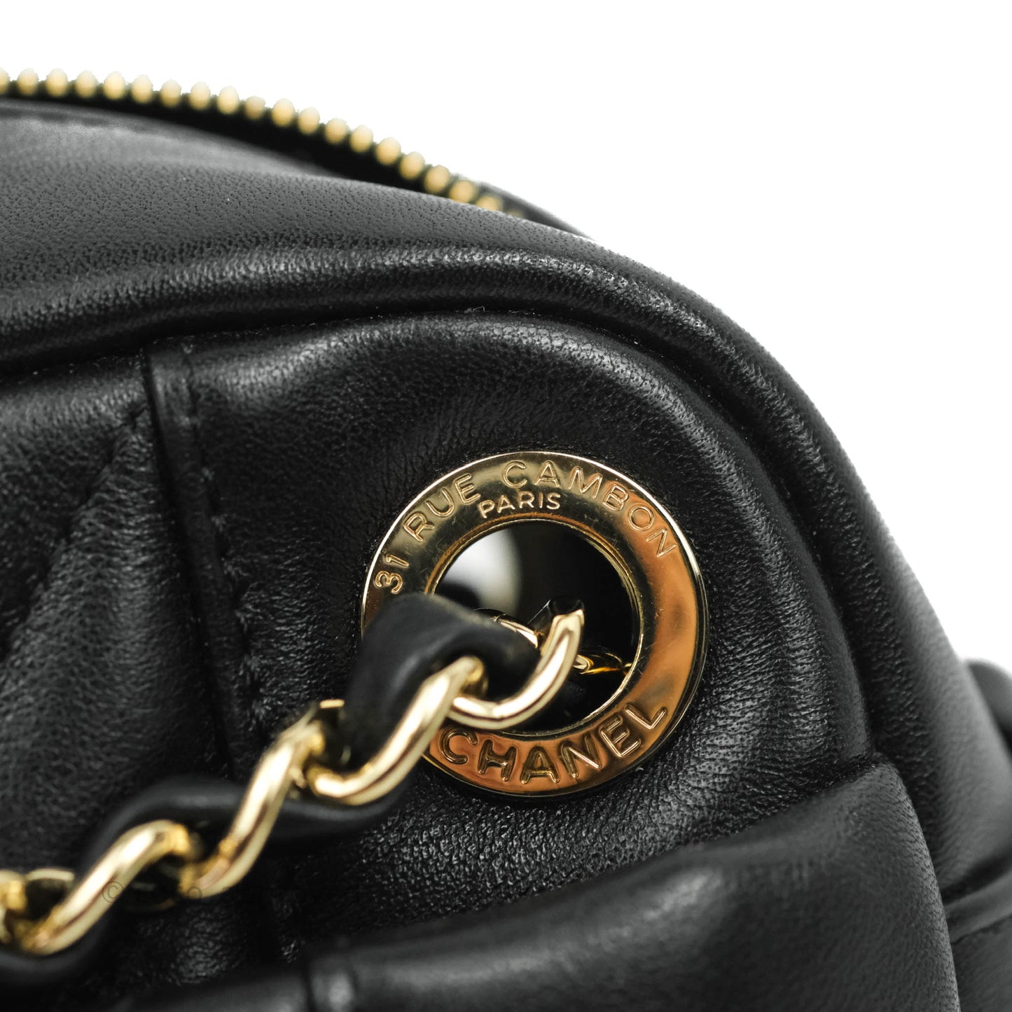 Chanel Daily Chevron Camera Case Black Calfskin Gold Hardware