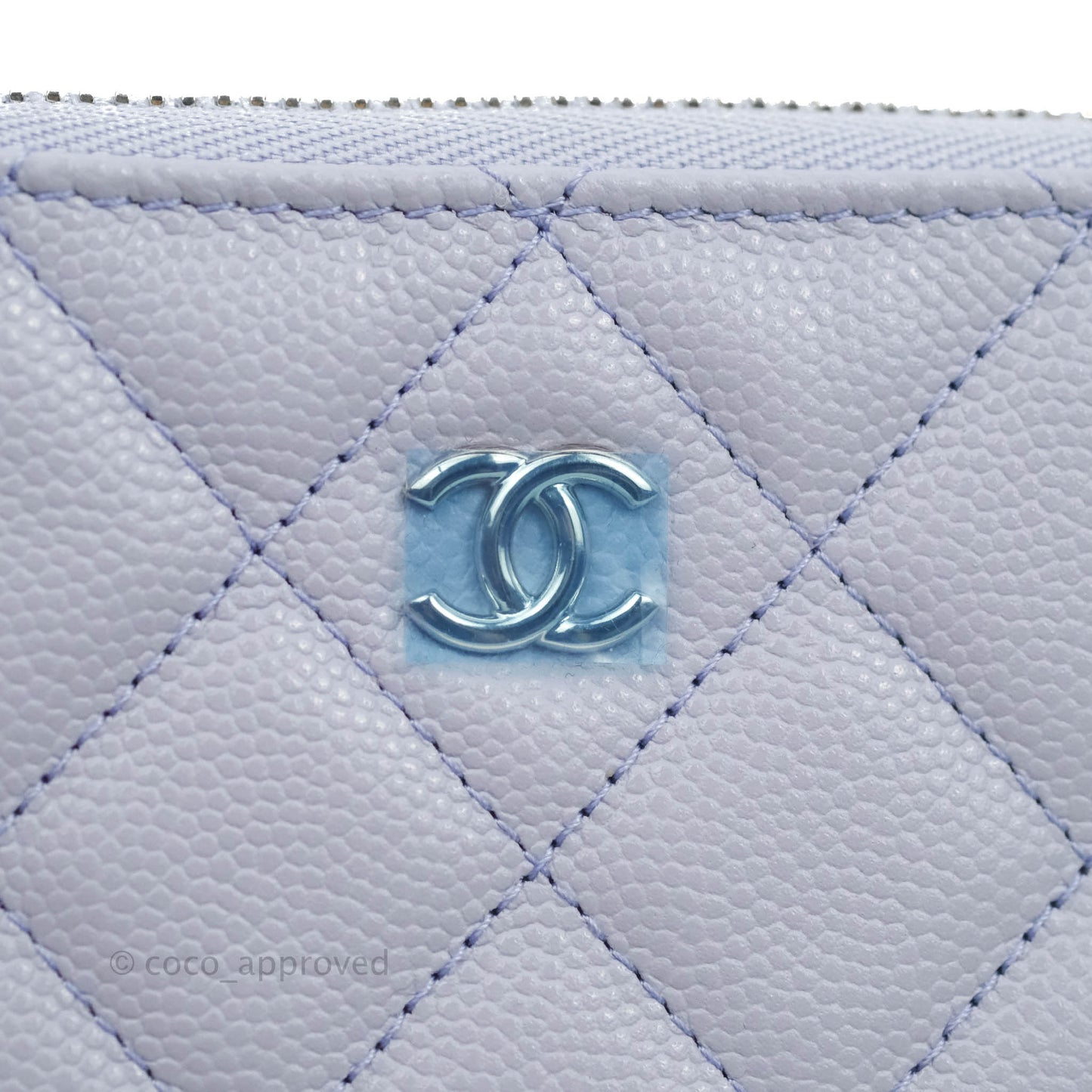 Chanel Quilted Mini O Case Lilac Caviar Silver Hardware 21K