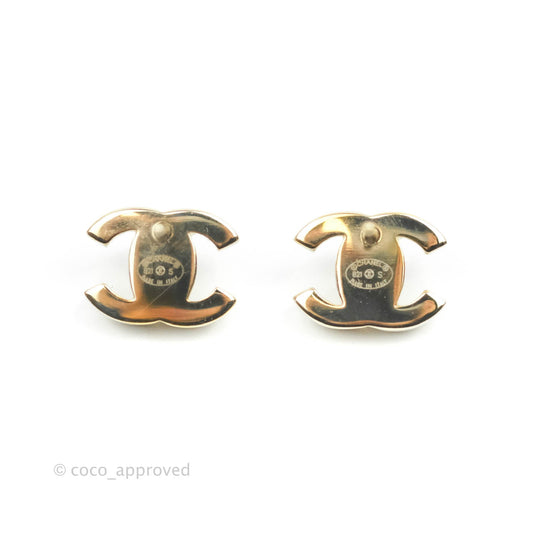Chanel CC Turn Lock Earrings Gold Tone 21S