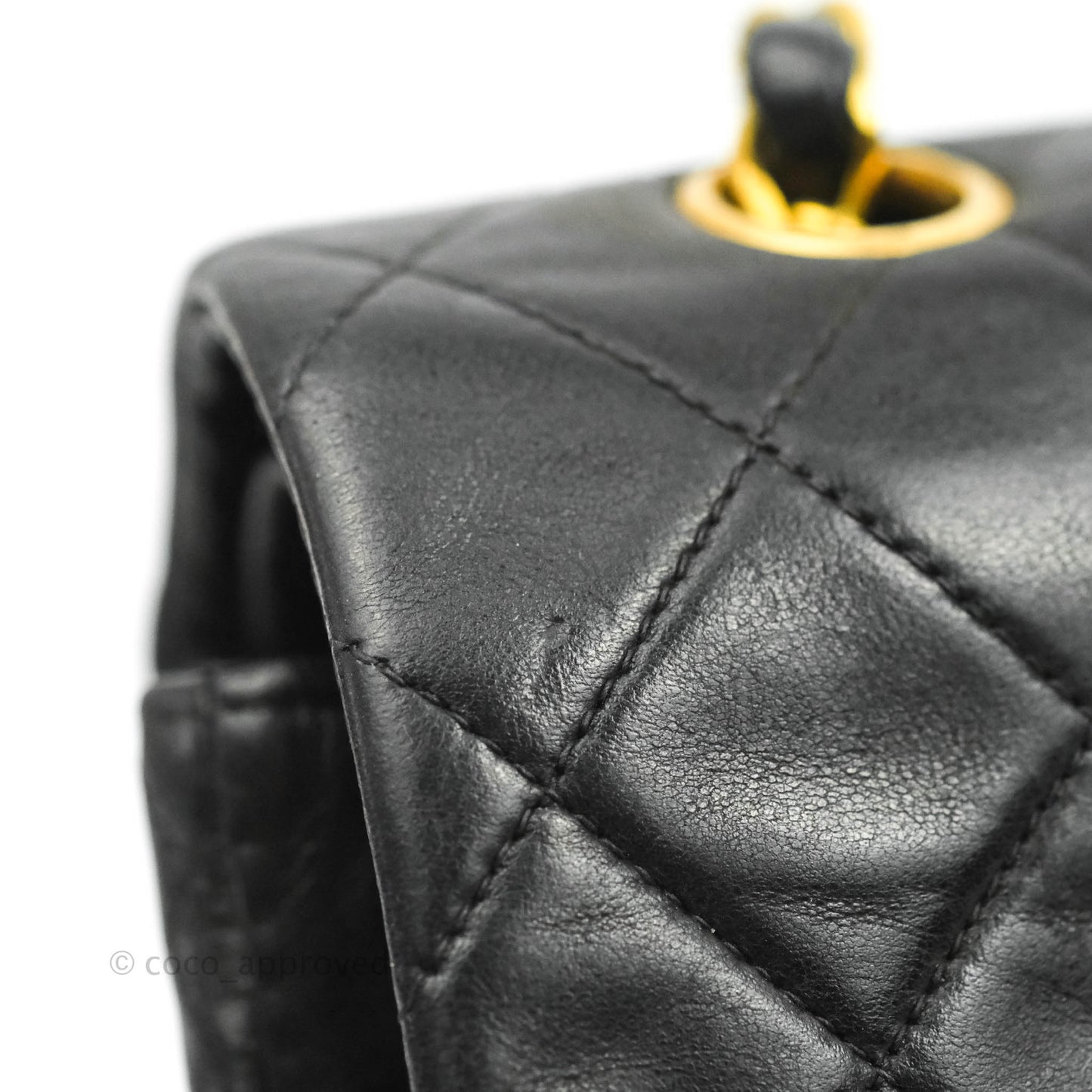 Chanel Vintage Classic M/L Medium Double Flap Bag Black Lambskin 24K Gold Hardware