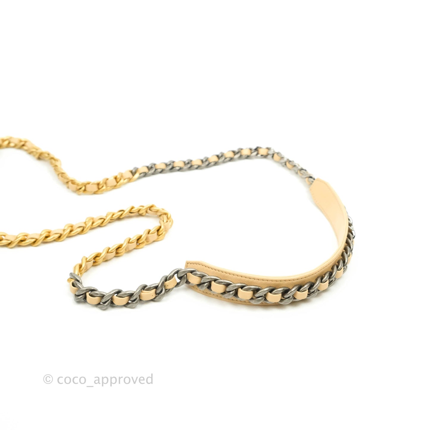 Chanel 19 Wallet On Chain WOC Houndstooth Beige Black Tweed Gold Hardware