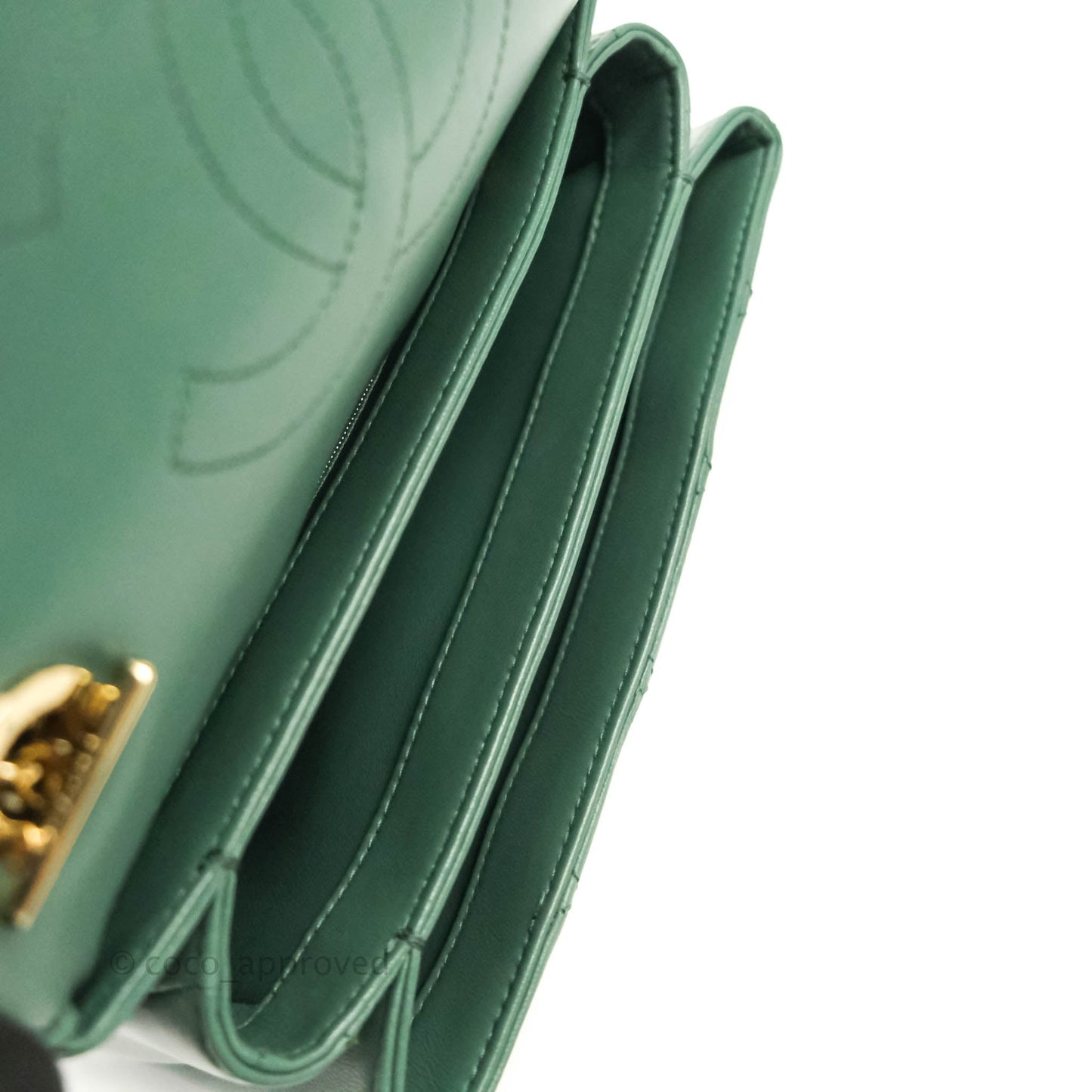 Chanel Quilted Trendy CC Small Green Lambskin Gold Hardware
