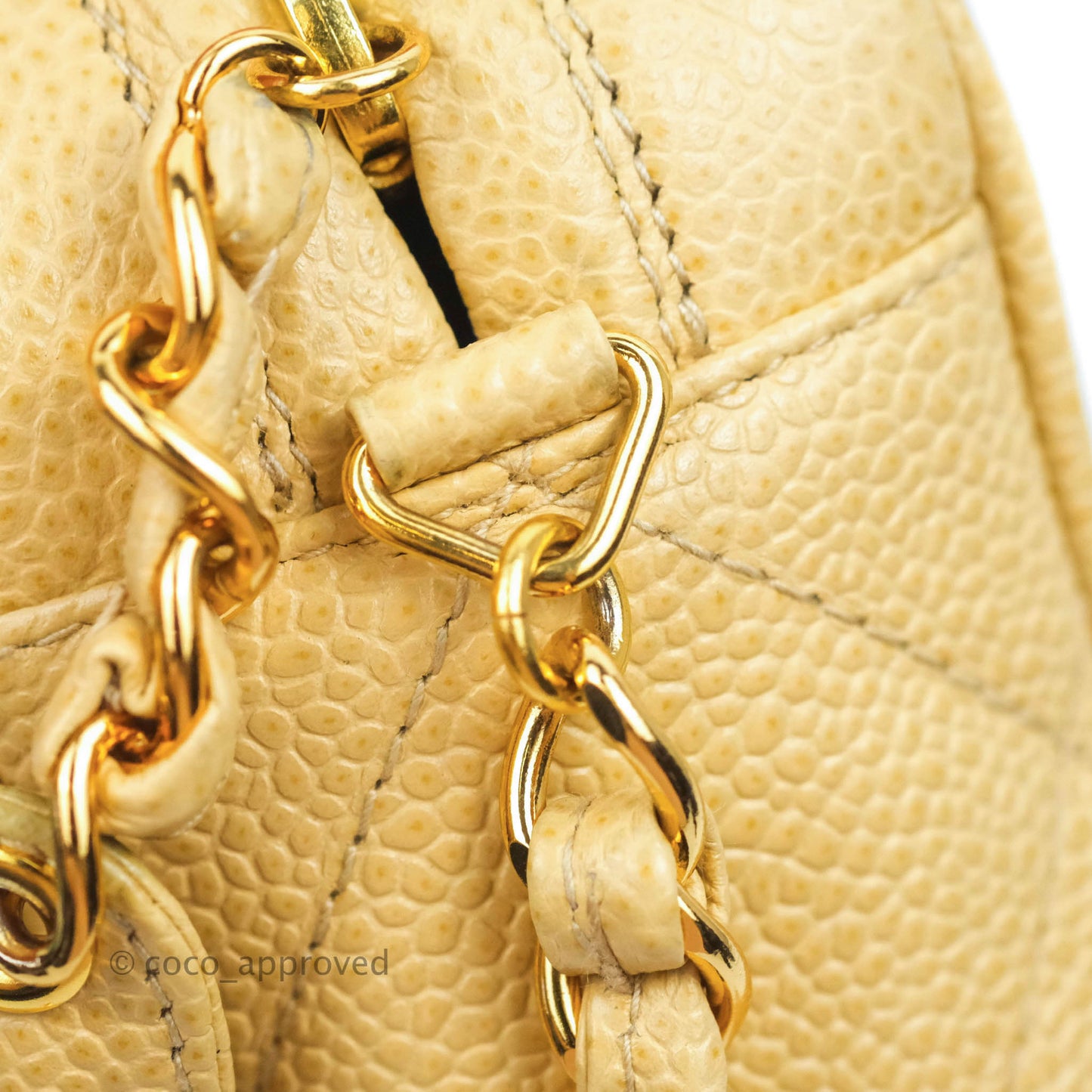 Chanel Vintage CC Large Square Camera Bag Beige Caviar 24K Gold Hardware