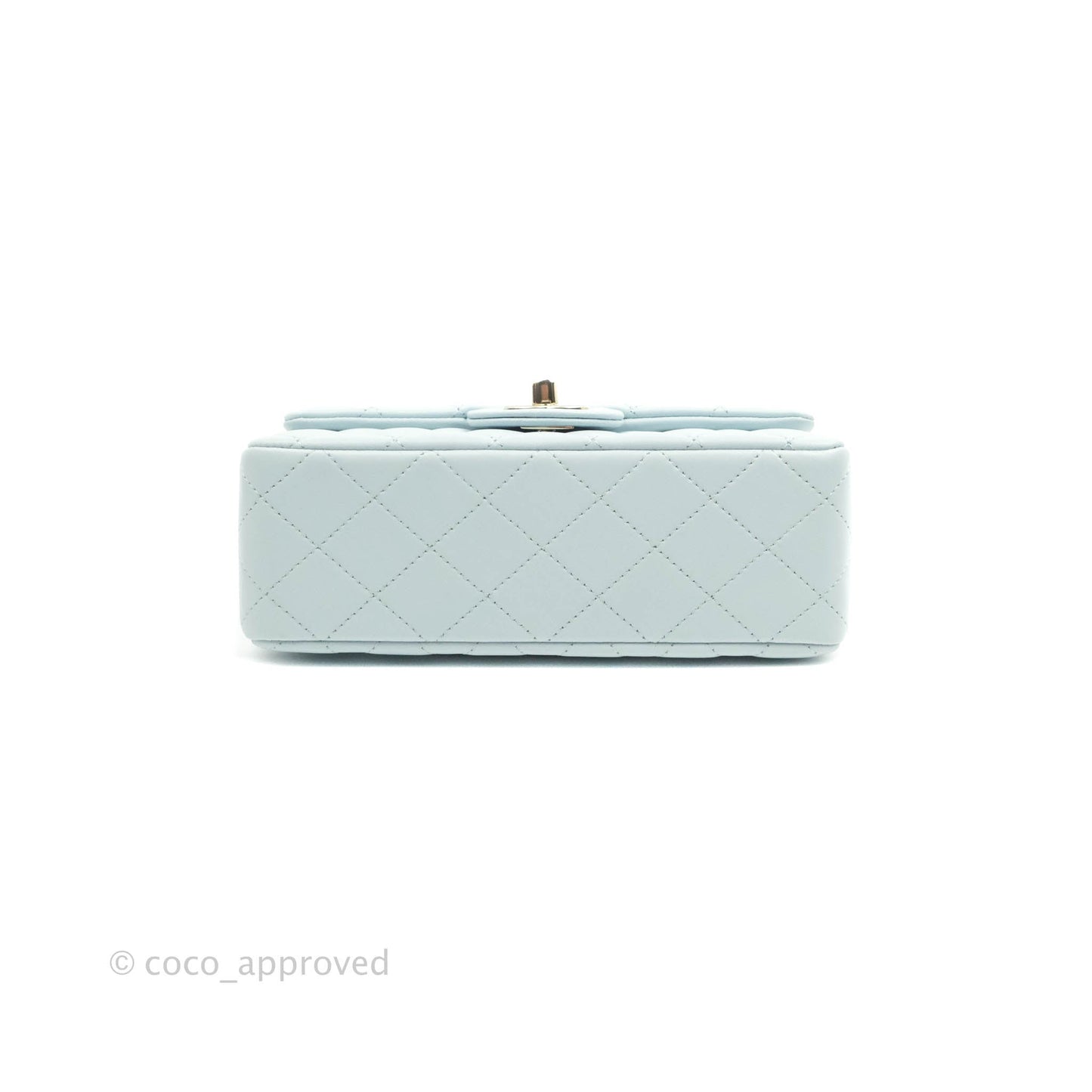 Chanel Top Handle Mini Rectangular Flap Bag Light Blue Lambskin Gold Hardware