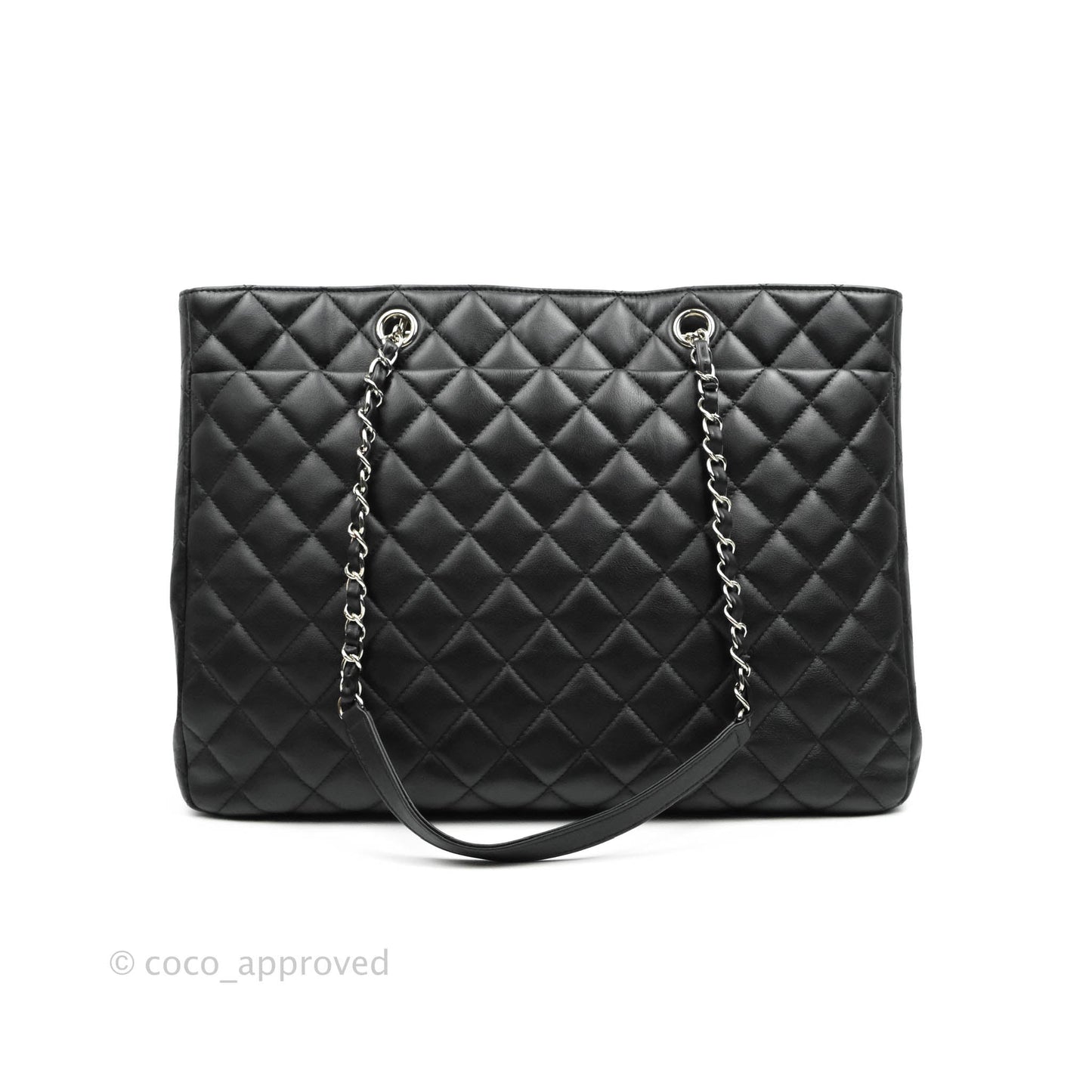 Chanel Quilted Timeless Tote Black Calfskin Silver Hardware
