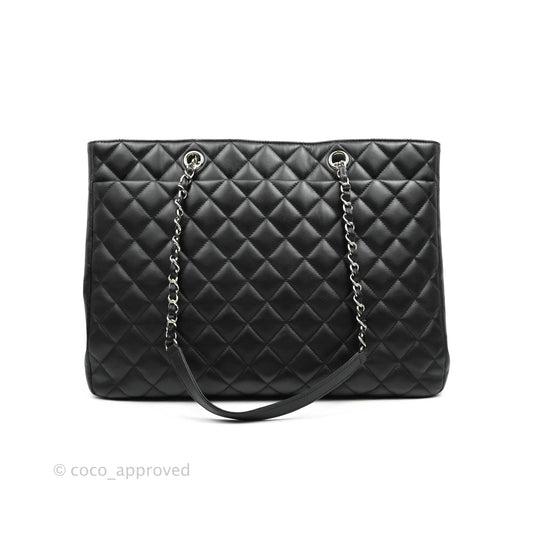 Chanel Quilted Timeless Tote Black Calfskin Silver Hardware