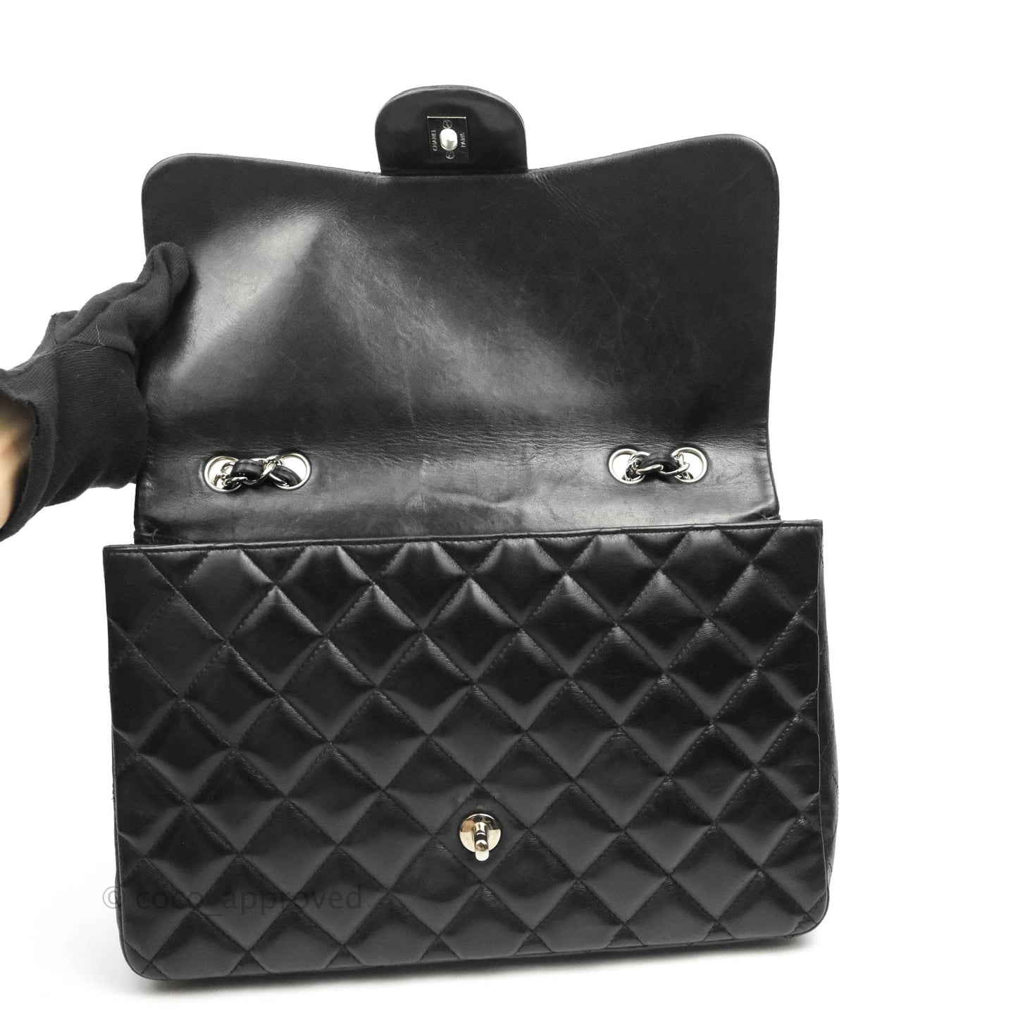 Chanel Jumbo Single Flap Black Lambskin Silver Hardware⁣⁣