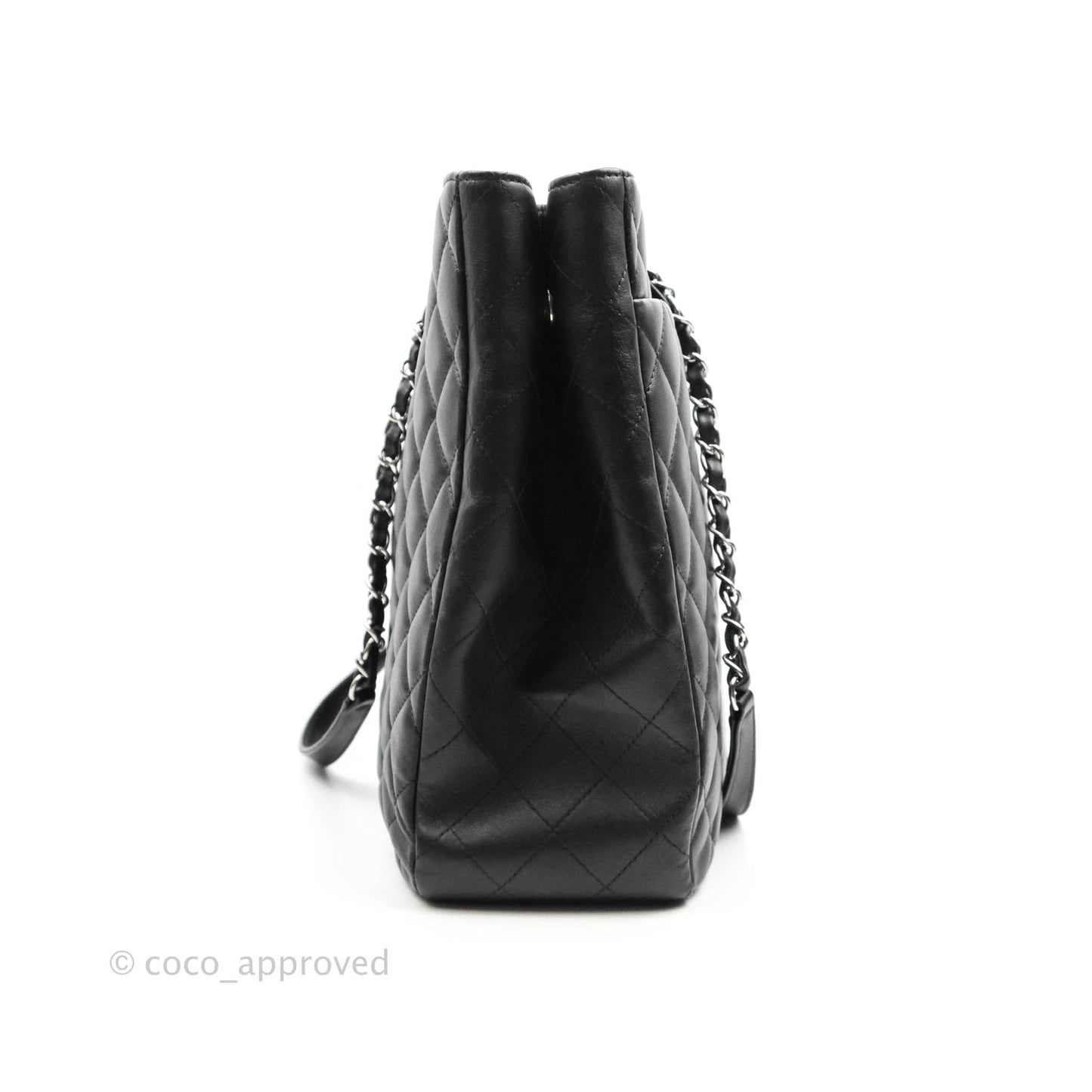 Chanel Quilted Timeless Tote Black Calfskin Silver Hardware