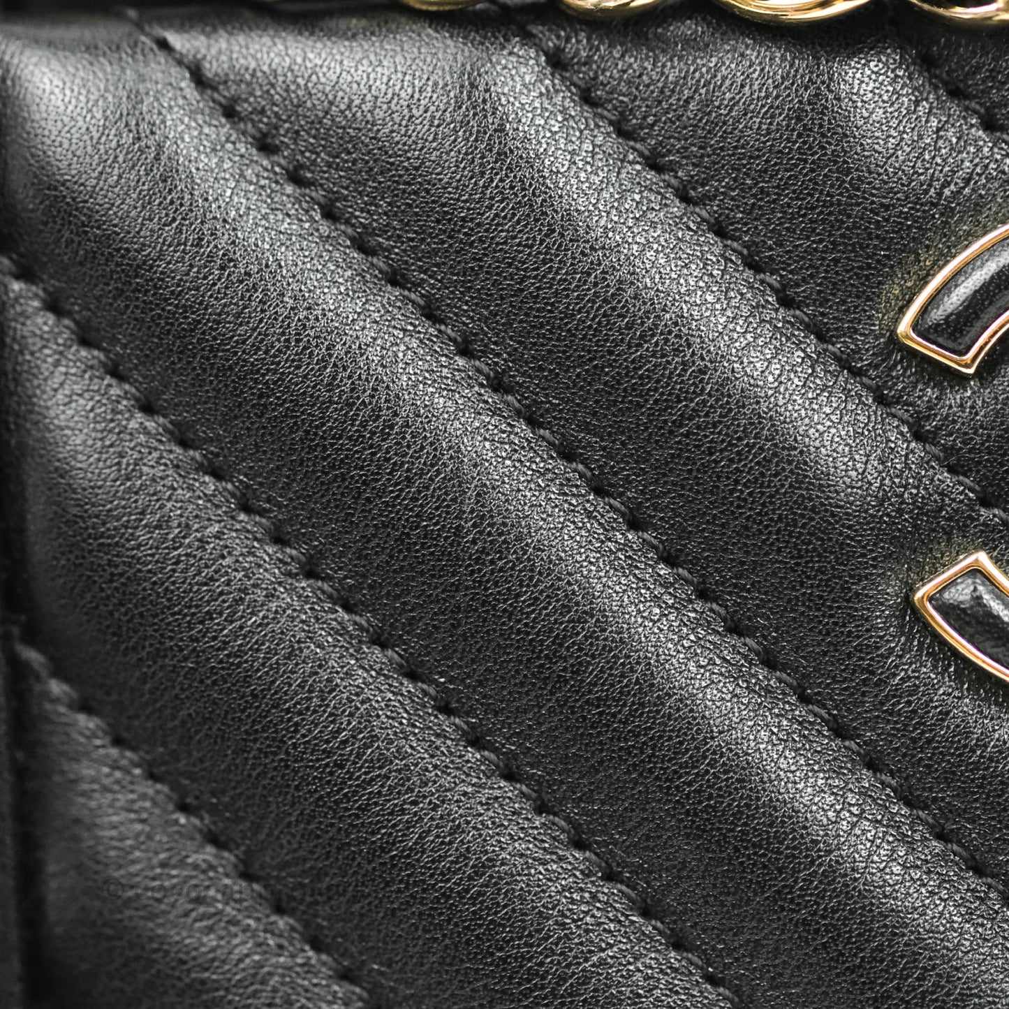 Chanel Daily Chevron Camera Case Black Calfskin Gold Hardware