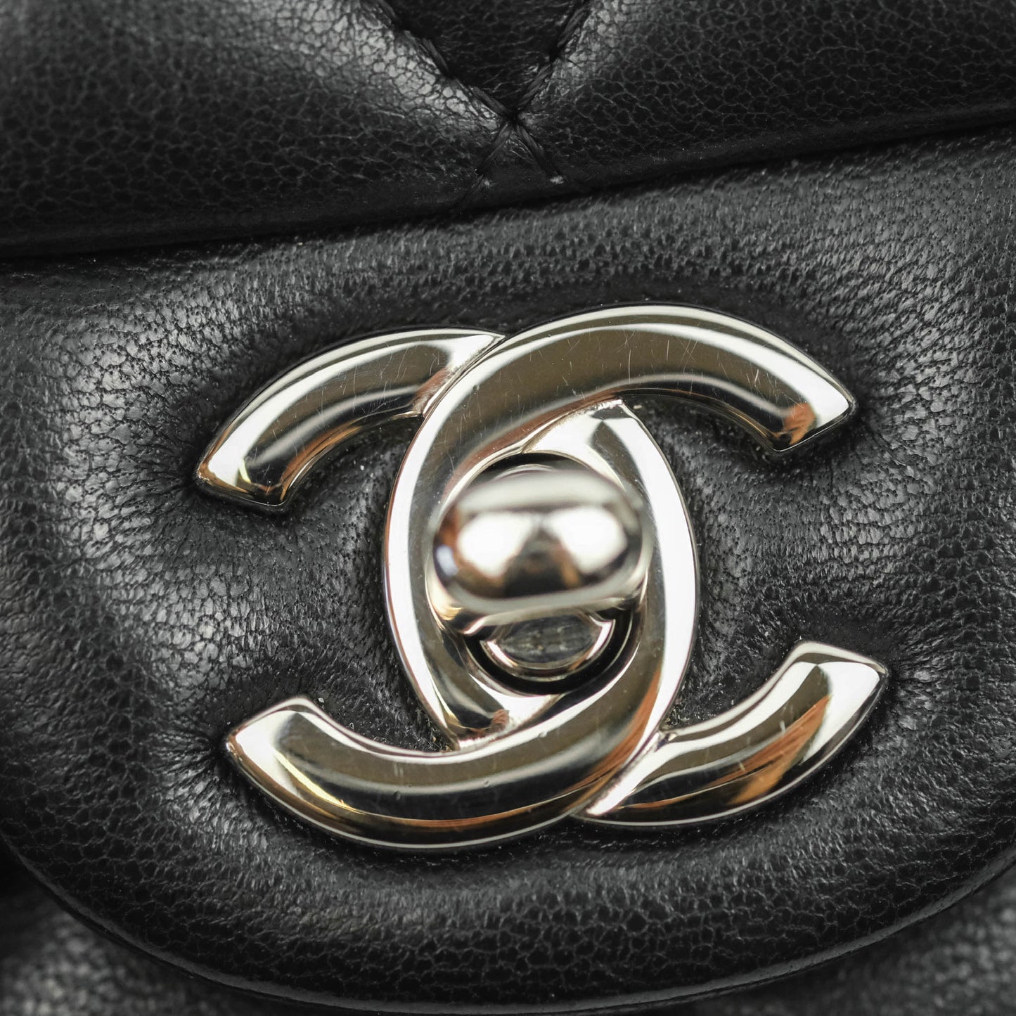 Chanel Mini Square Black Lambskin Silver Hardware