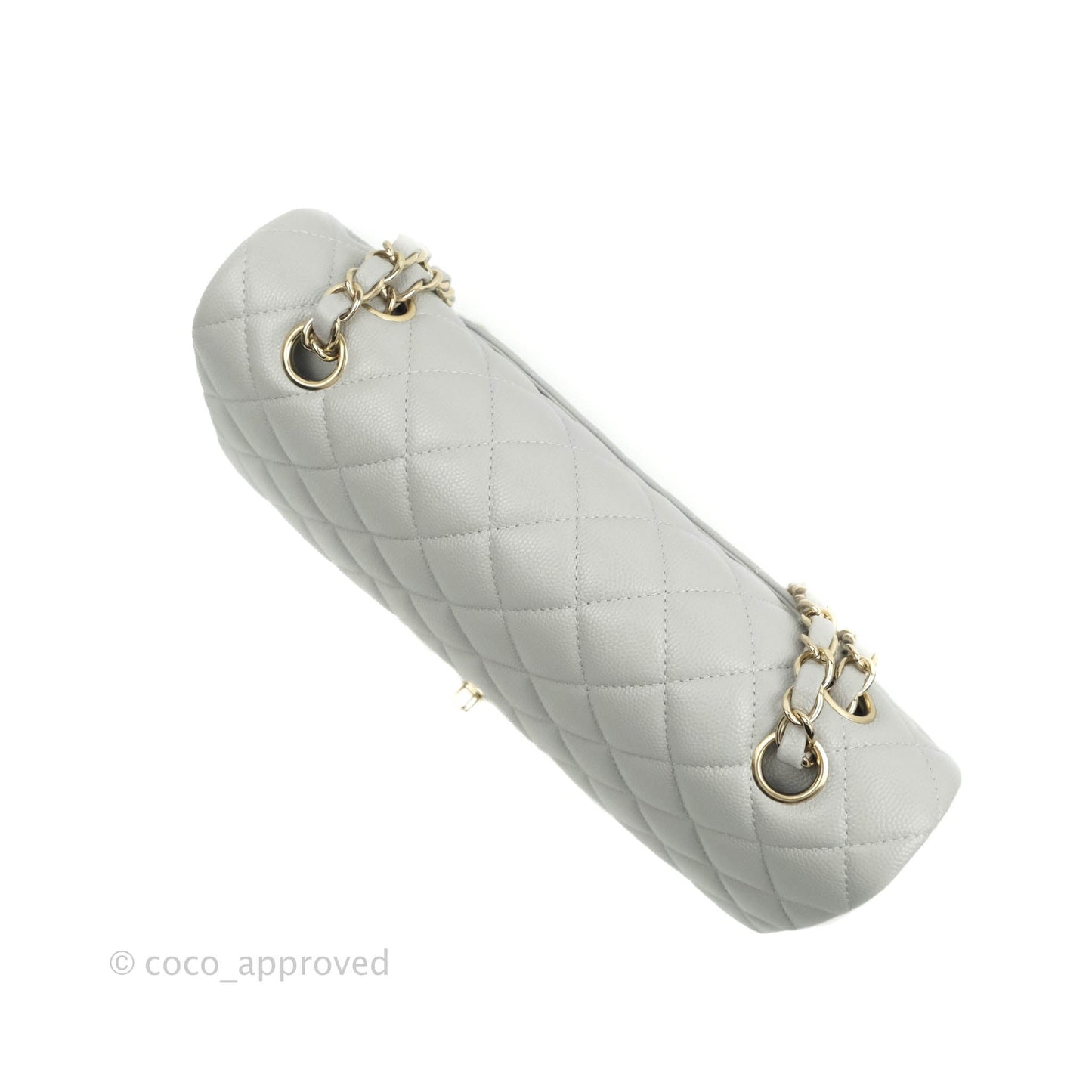 Chanel Classic M/L Medium Double Flap Grey Caviar Gold Hardware 21A