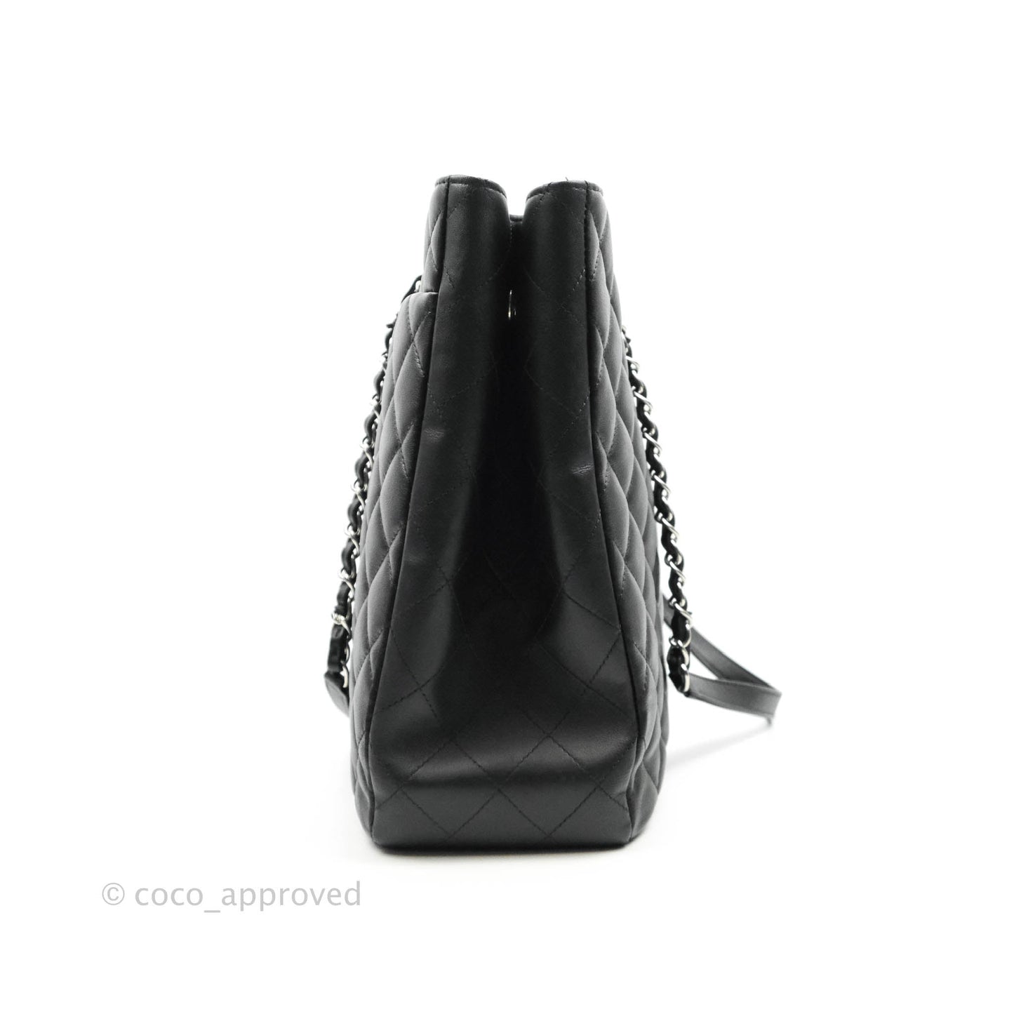 Chanel Quilted Timeless Tote Black Calfskin Silver Hardware