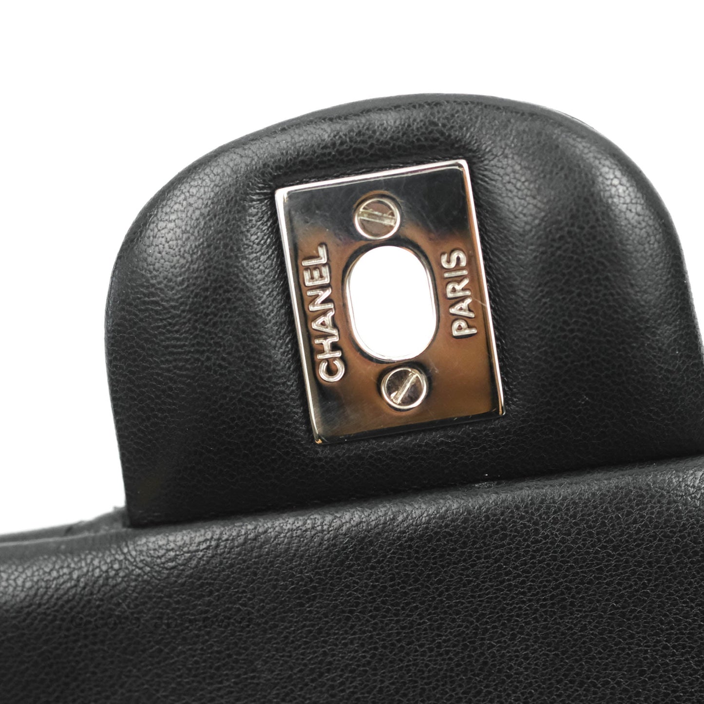 Chanel Mini Square Black Lambskin Silver Hardware