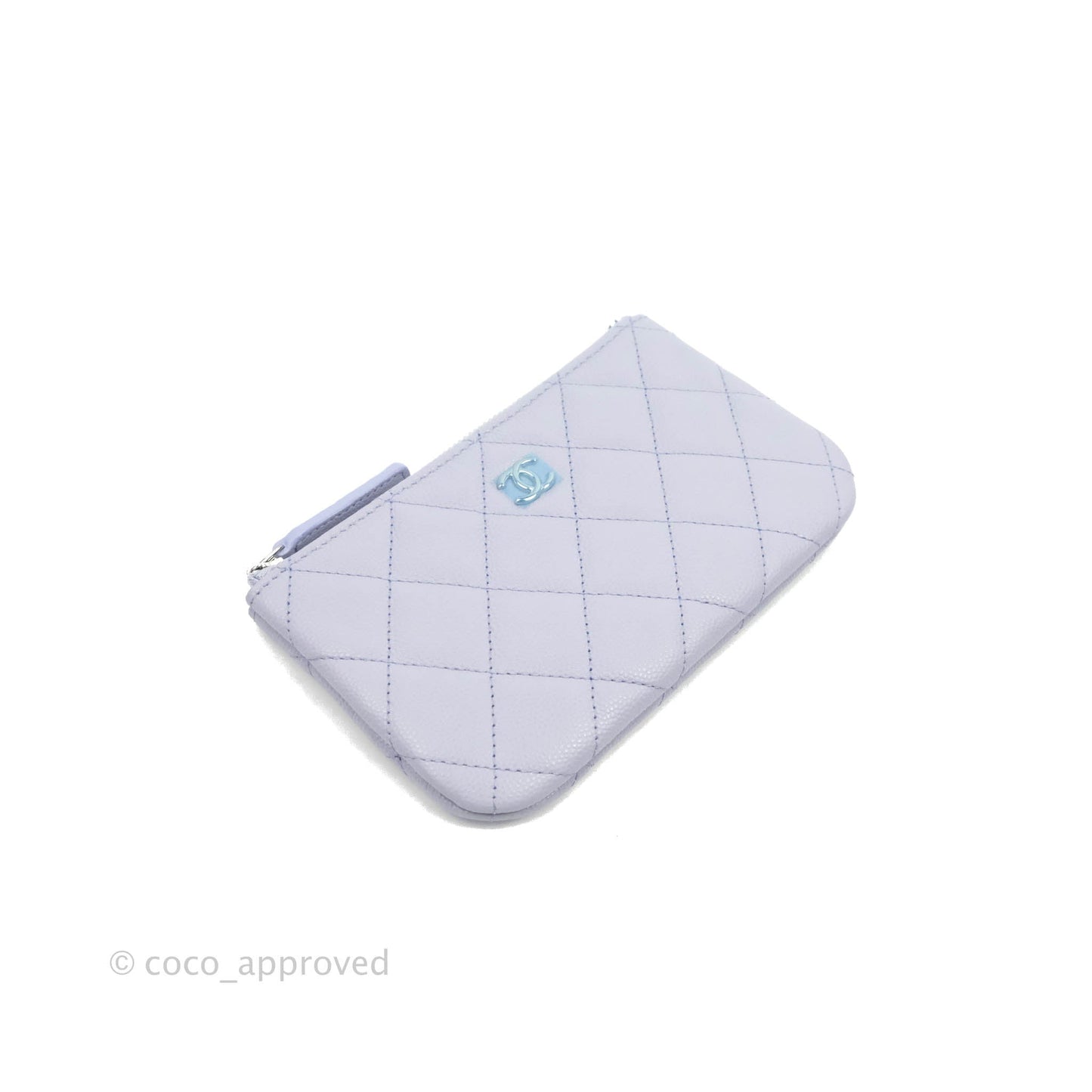 Chanel Quilted Mini O Case Lilac Caviar Silver Hardware 21K