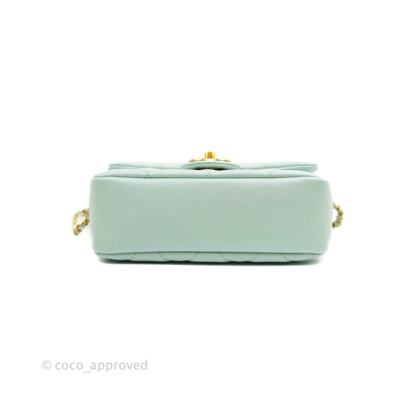 Chanel Quilted My Perfect Mini Iridescent Mint Green Caviar Aged Gold Hardware 21K