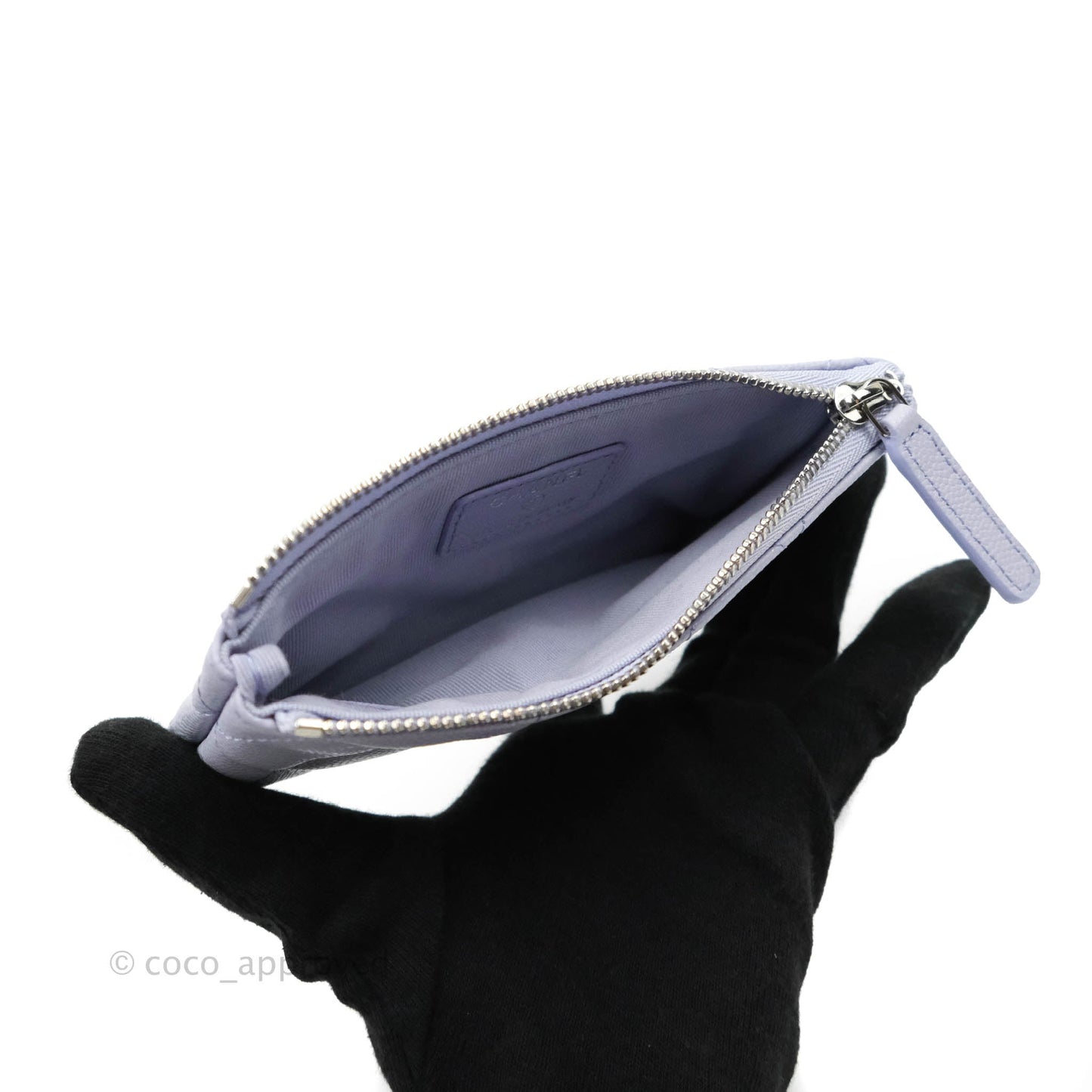 Chanel Quilted Mini O Case Lilac Caviar Silver Hardware 21K