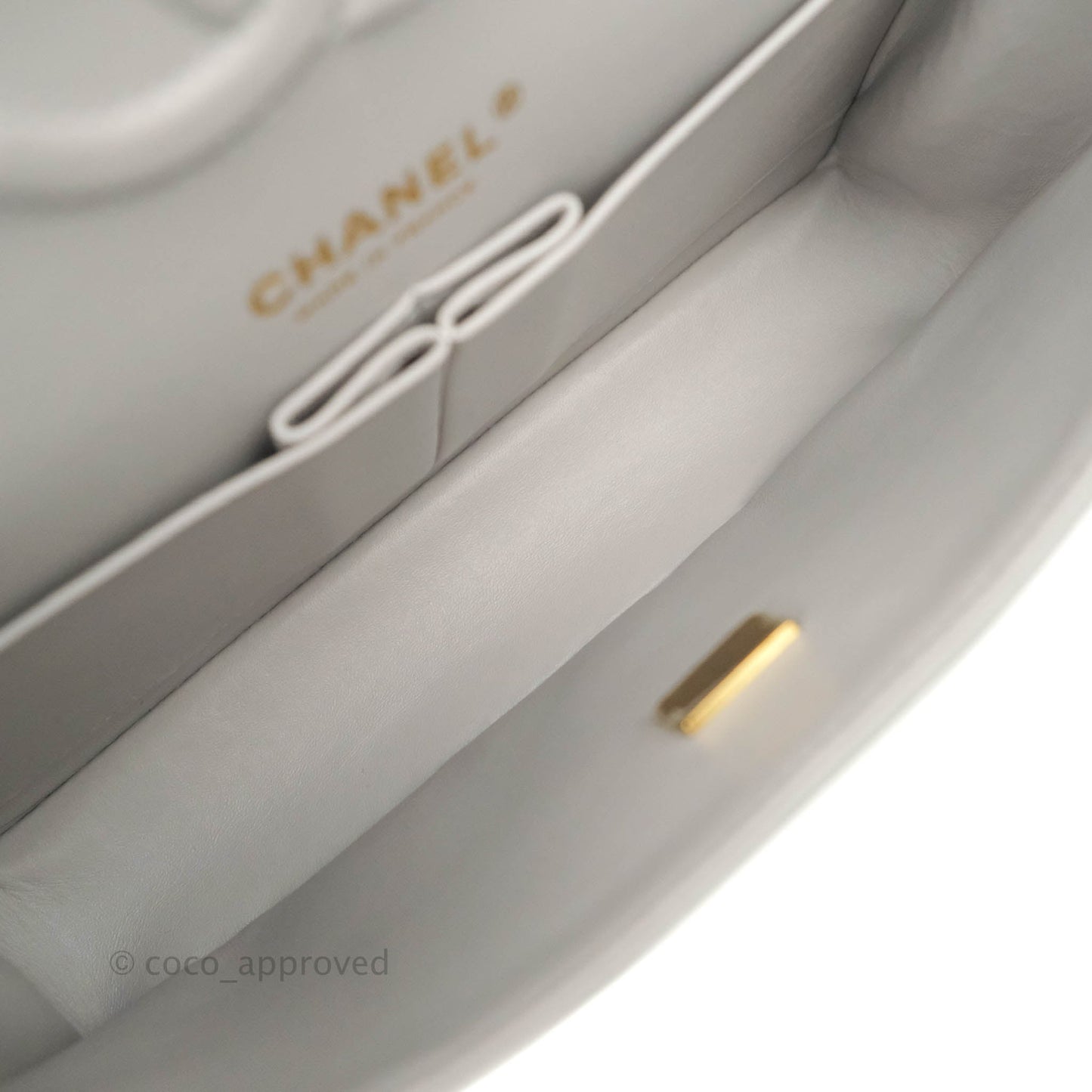Chanel Classic M/L Medium Double Flap Grey Caviar Gold Hardware 21A
