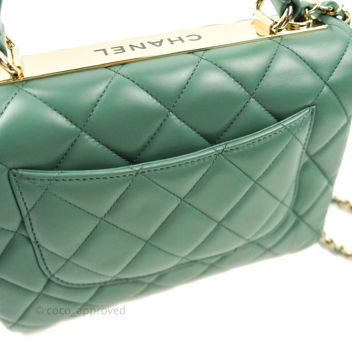 Chanel Quilted Trendy CC Small Green Lambskin Gold Hardware