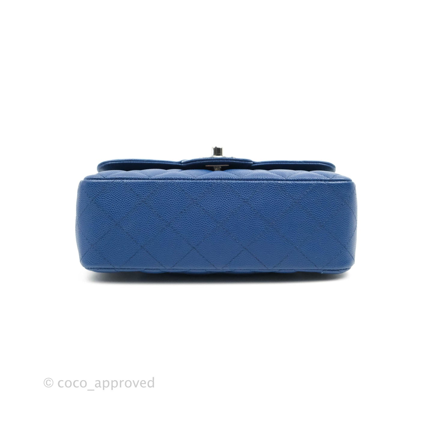 Chanel Quilted Mini Rectangular Flap Blue Caviar Silver Hardware