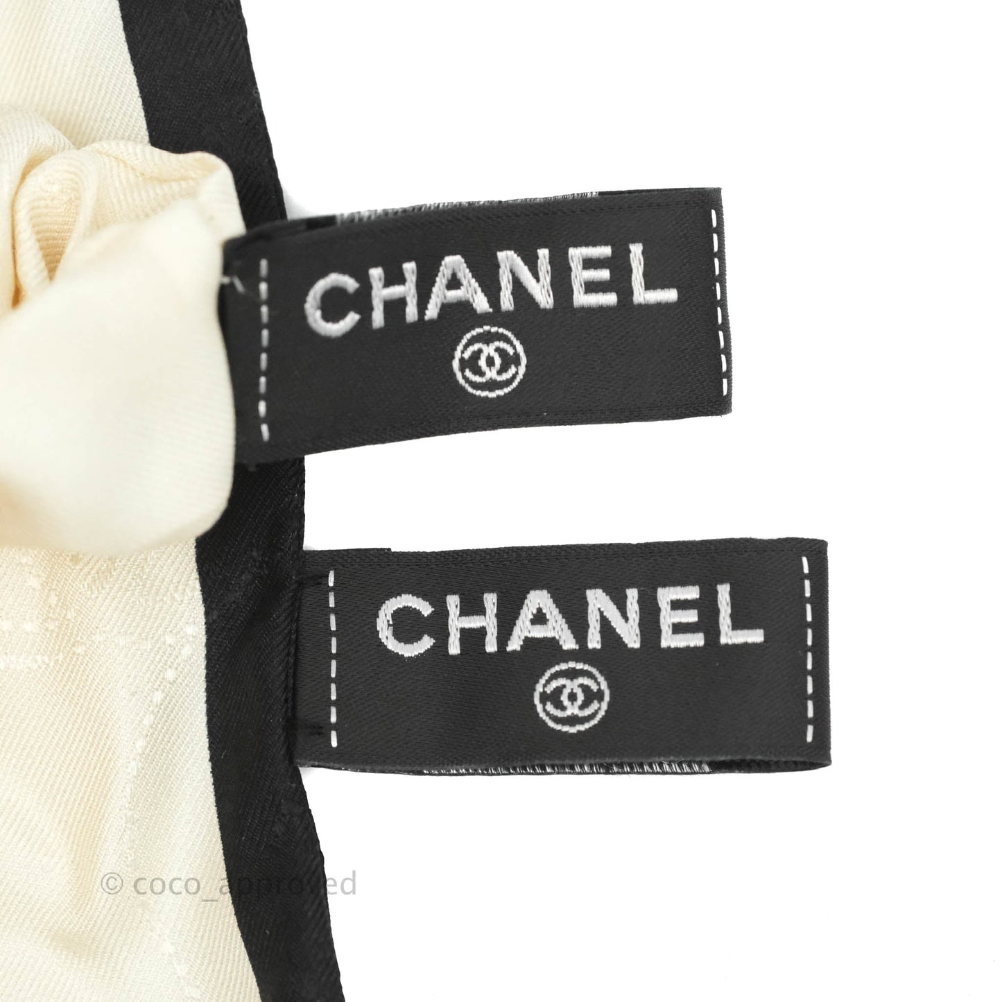 Chanel Bow Silk Hair Accessory Ivory & Black