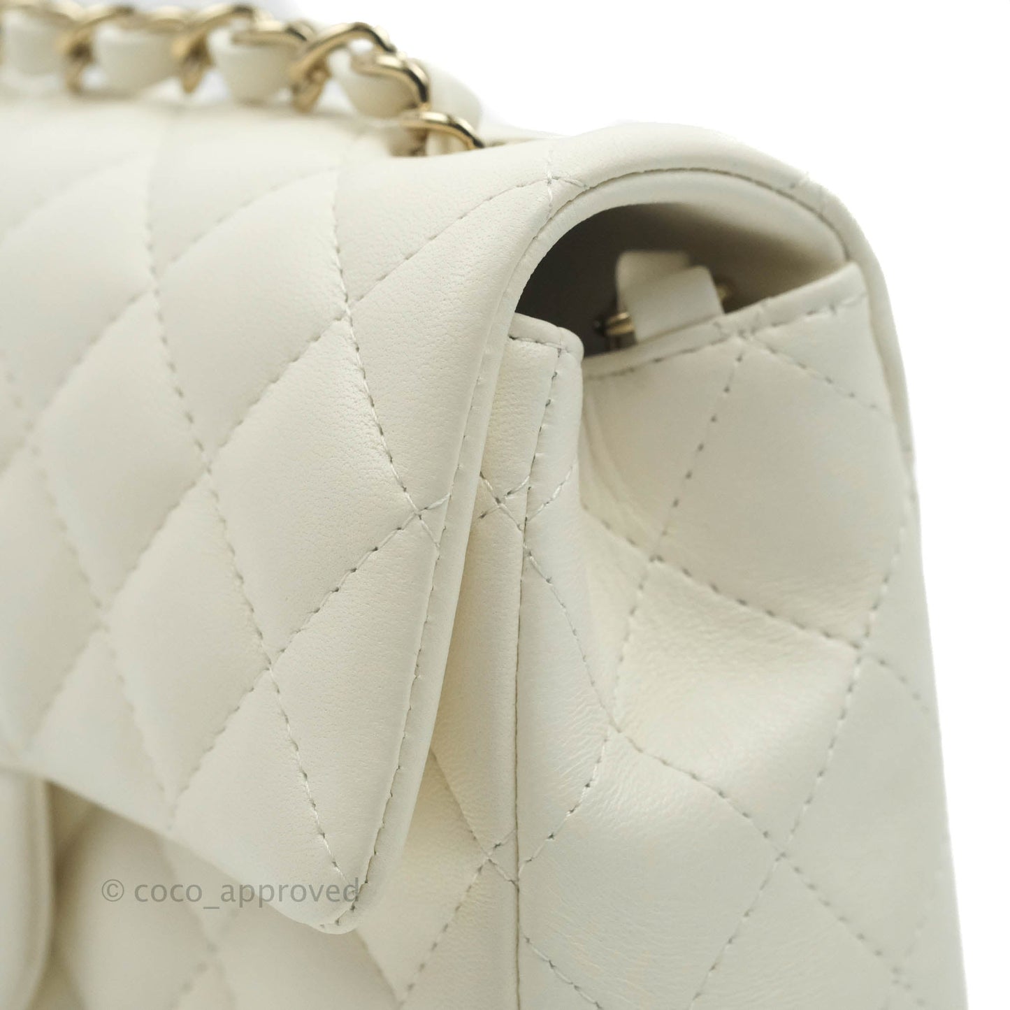Chanel Quilted Mini Rectangular Flap White Lambskin Gold Hardware
