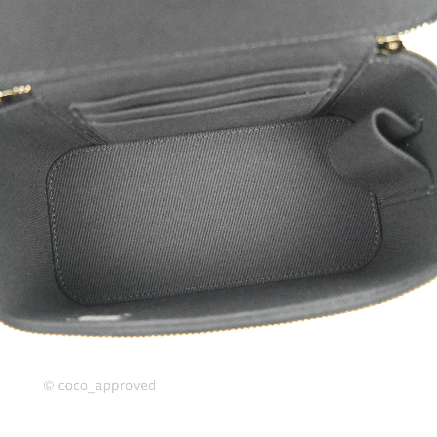 Chanel Classic Vanity Rectangular Top Handle With Chain Black Lambskin Gold Hardware