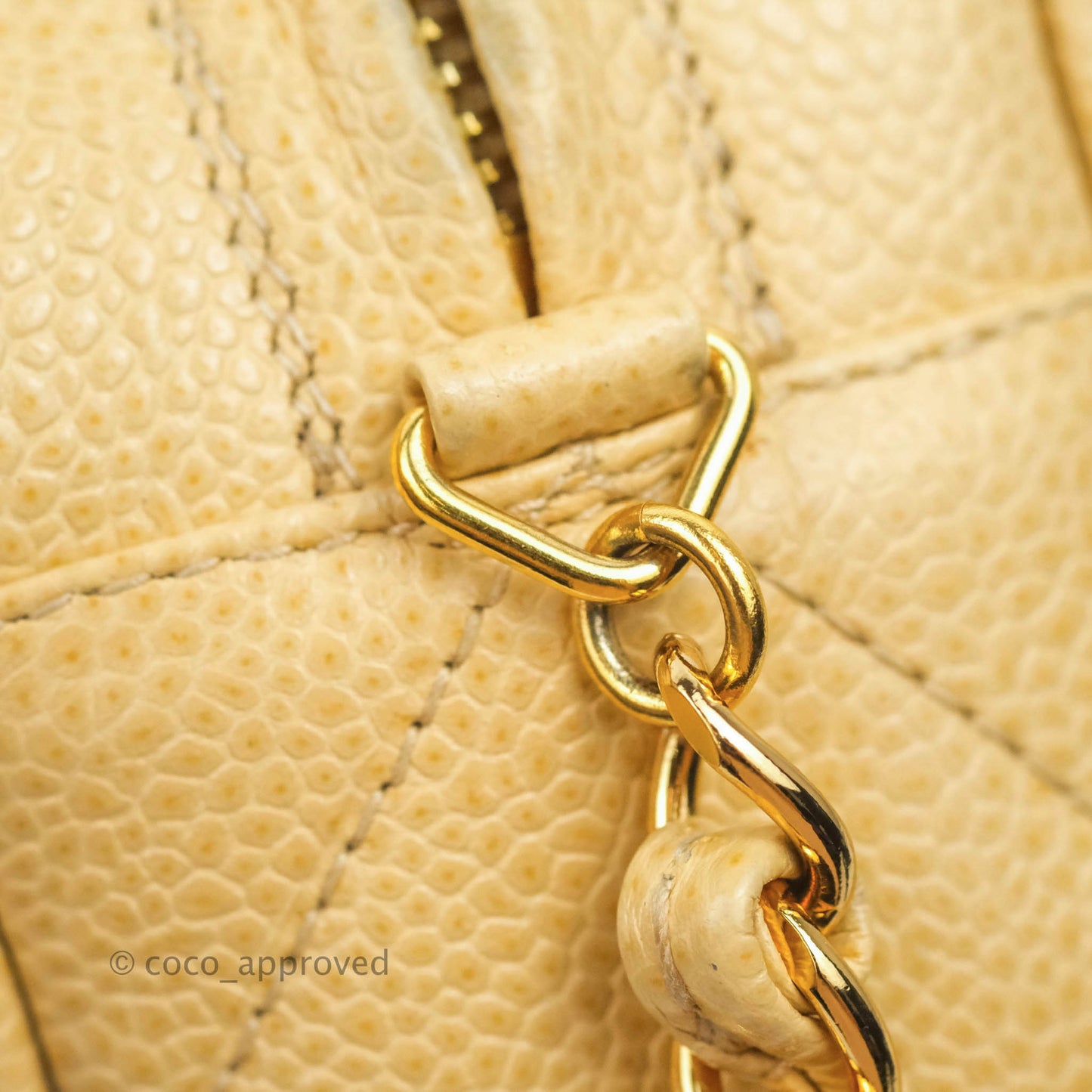 Chanel Vintage CC Large Square Camera Bag Beige Caviar 24K Gold Hardware