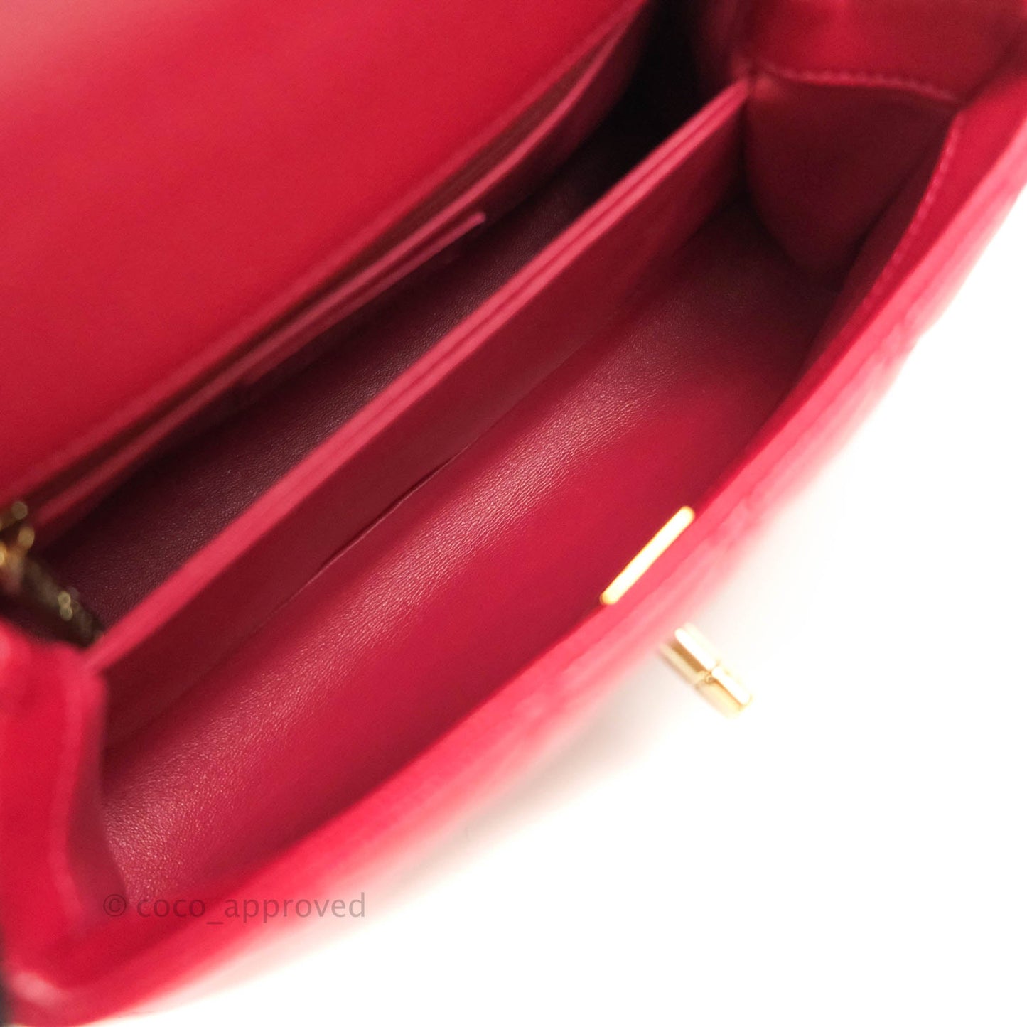 Chanel Small (Mini) Coco Handle Quilted Rosy Red Caviar Gold Hardware 21A