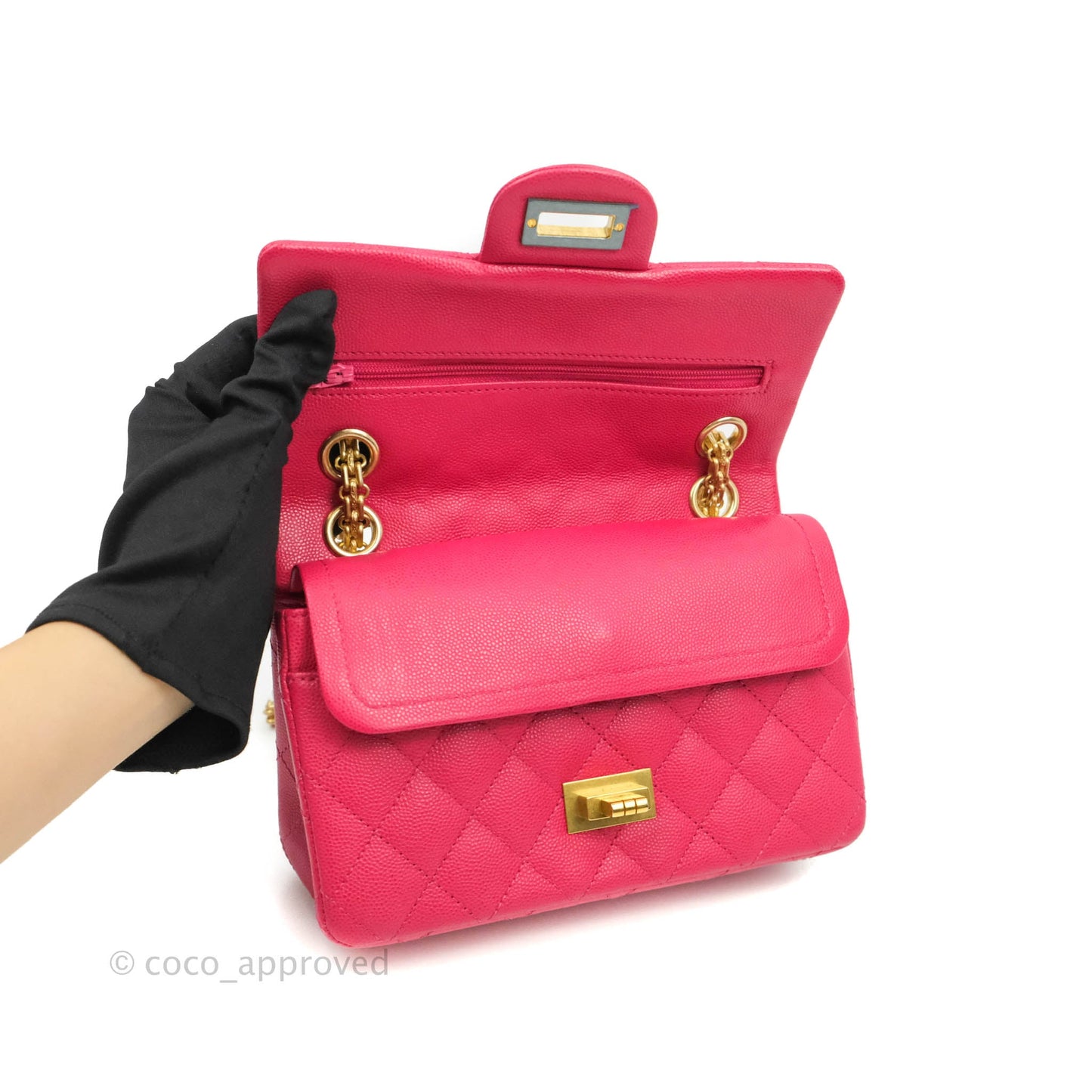 Chanel Reissue 224 Flap Quilted Fuschia Pink Caviar Aged Gold Hardware