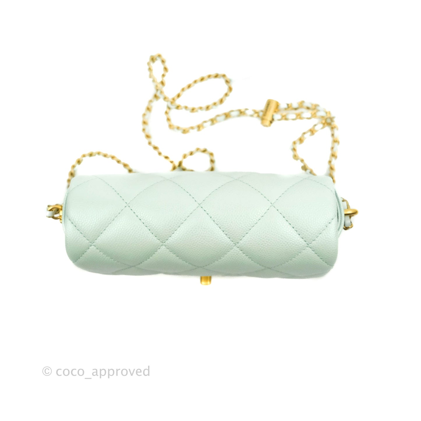 Chanel Quilted My Perfect Mini Iridescent Mint Green Caviar Aged Gold Hardware 21K