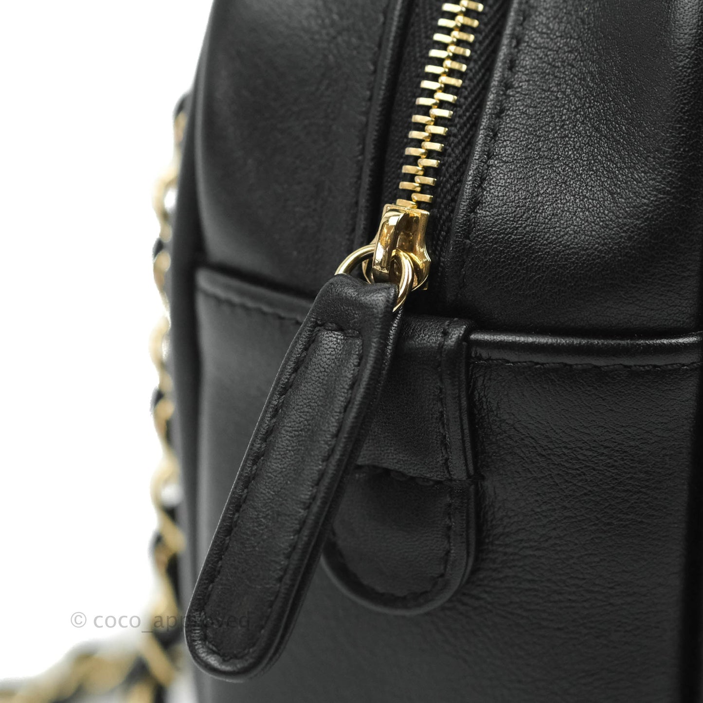 Chanel Daily Chevron Camera Case Black Calfskin Gold Hardware