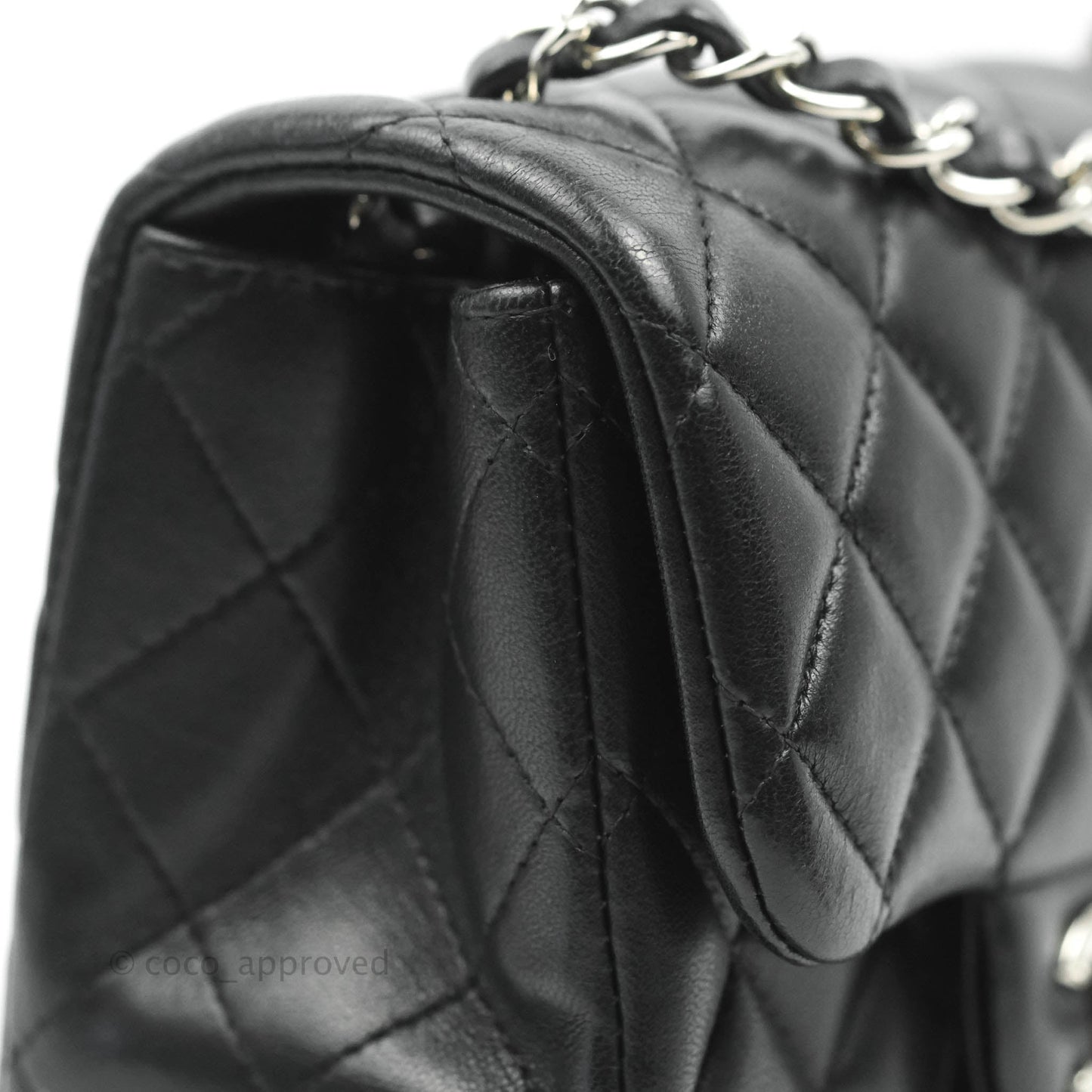 Chanel Mini Square Black Lambskin Silver Hardware