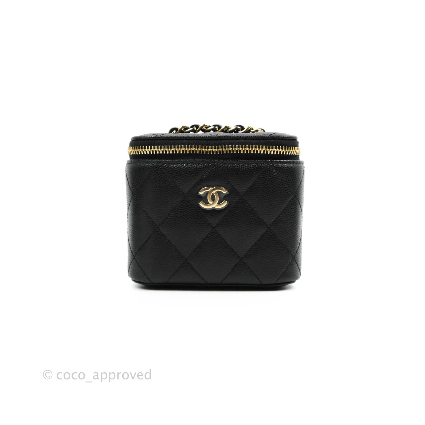 Chanel Classic Mini Vanity With Chain Black Caviar Gold Hardware