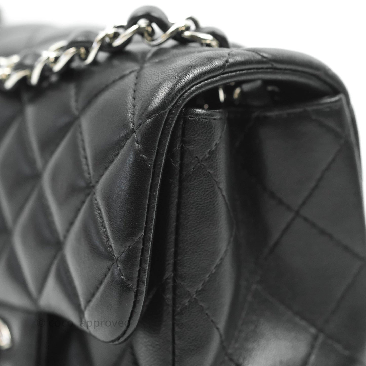 Chanel Mini Square Black Lambskin Silver Hardware