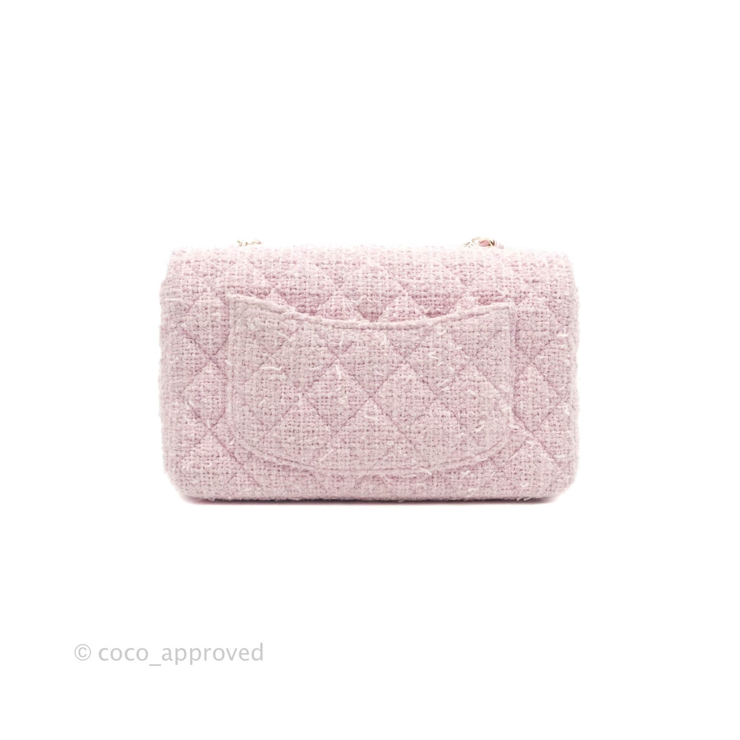 Chanel Quilted Mini Rectangular Flap Pink Tweed Gold Hardware