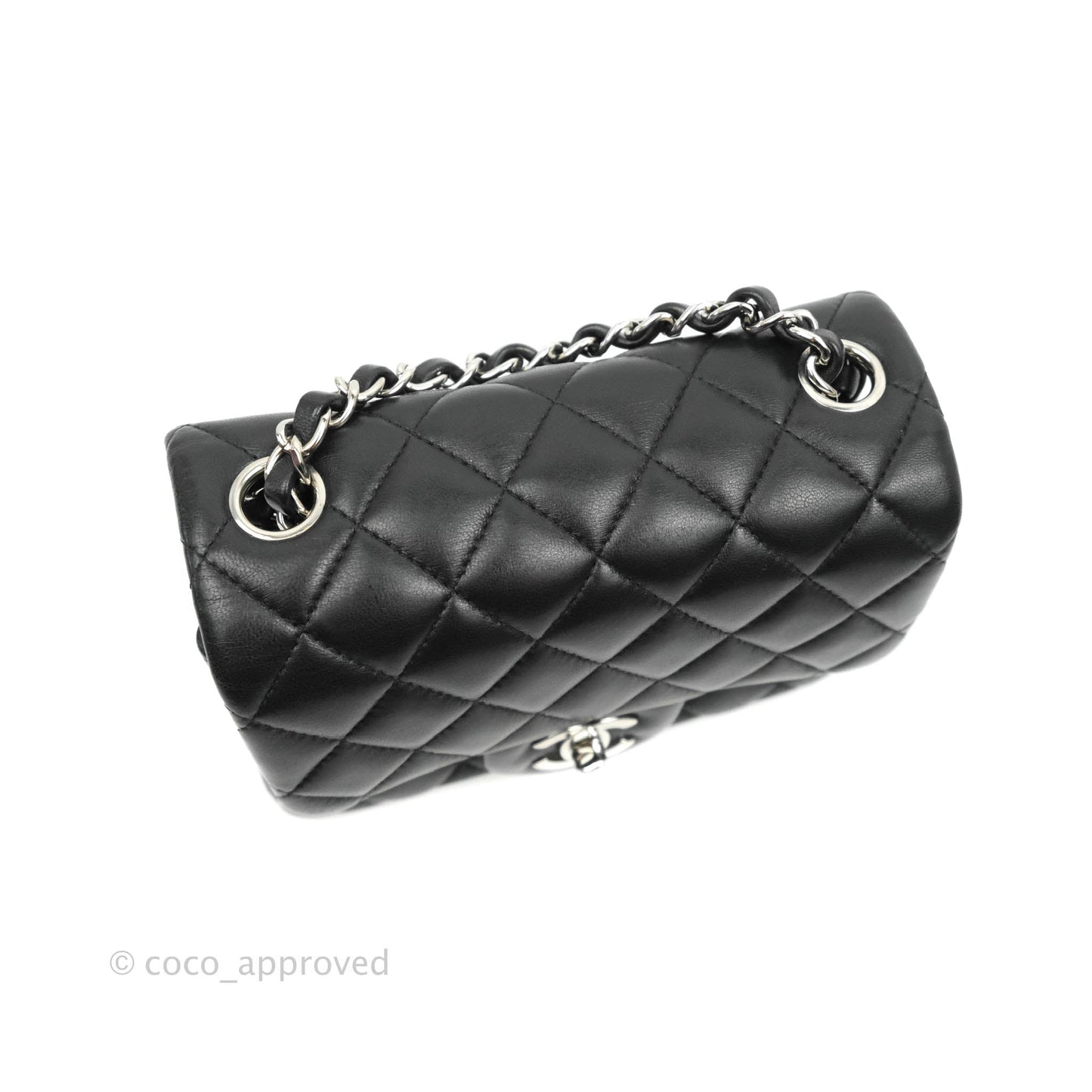 Chanel Mini Square Black Lambskin Silver Hardware