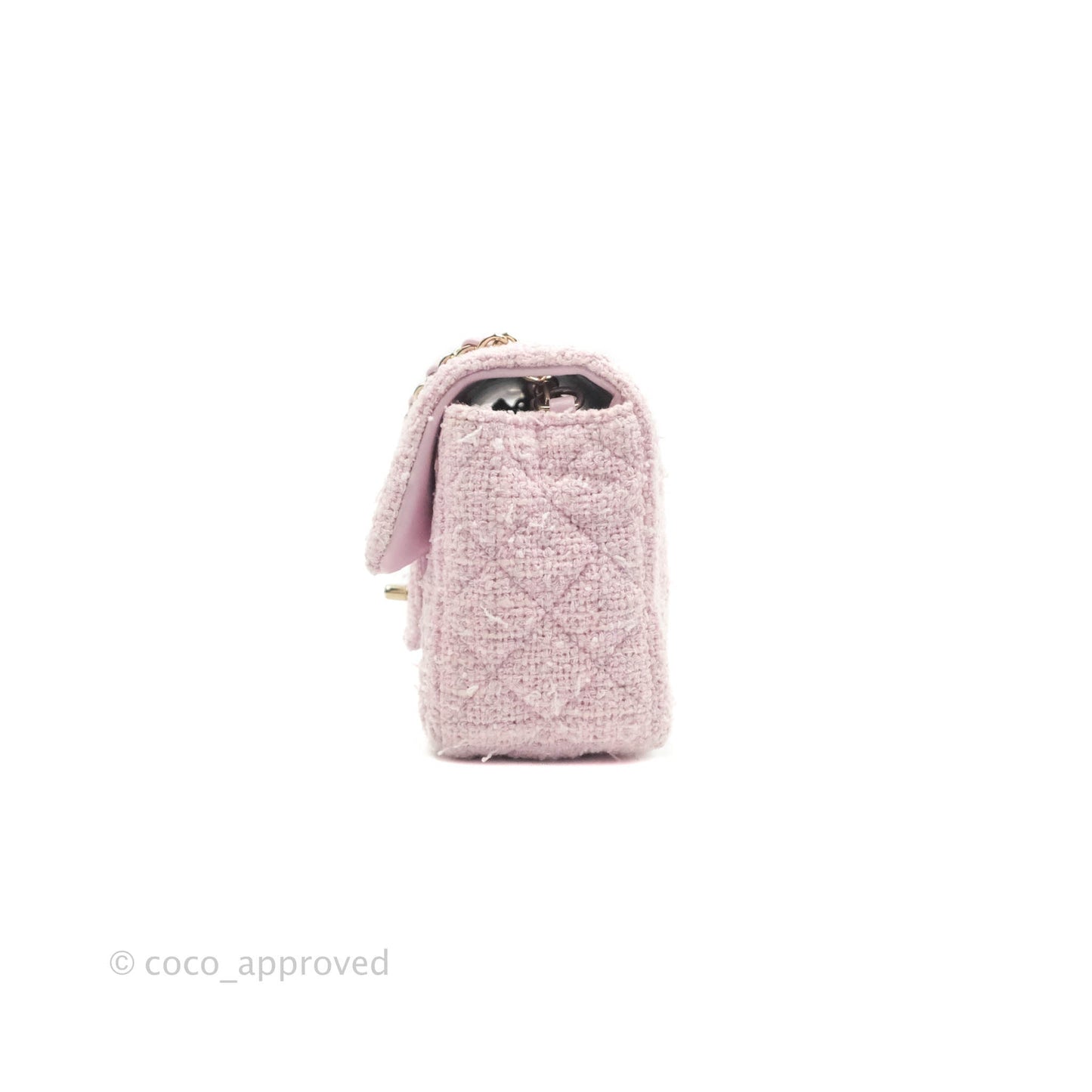 Chanel Quilted Mini Rectangular Flap Pink Tweed Gold Hardware