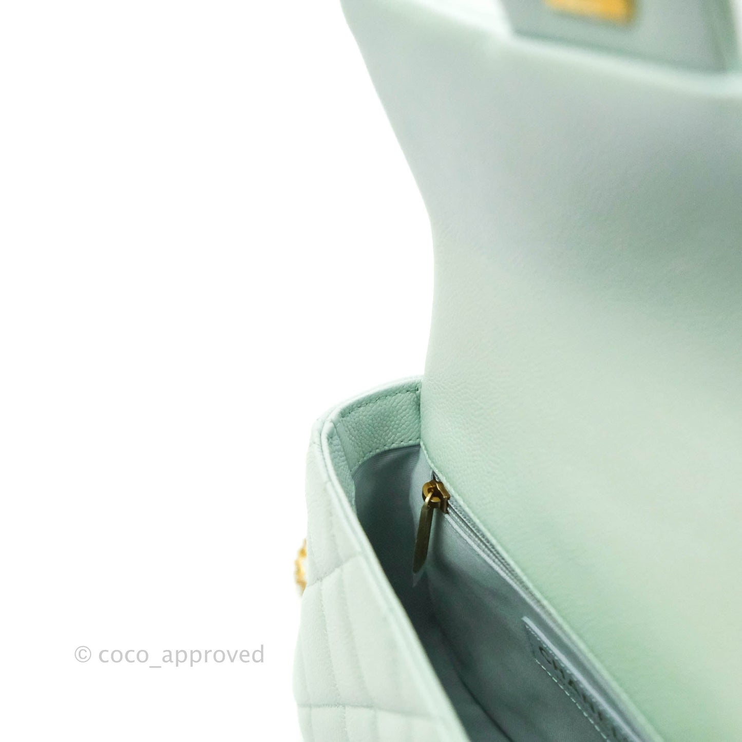 Chanel Quilted My Perfect Mini Iridescent Mint Green Caviar Aged Gold Hardware 21K
