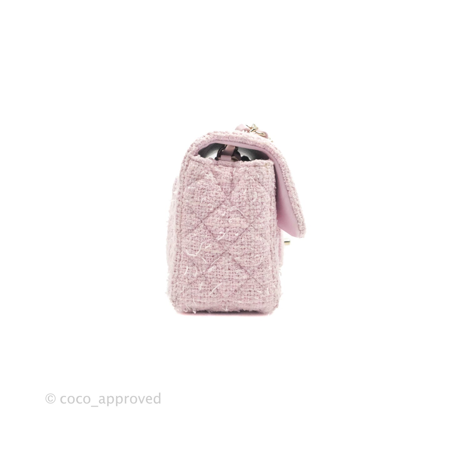 Chanel Quilted Mini Rectangular Flap Pink Tweed Gold Hardware