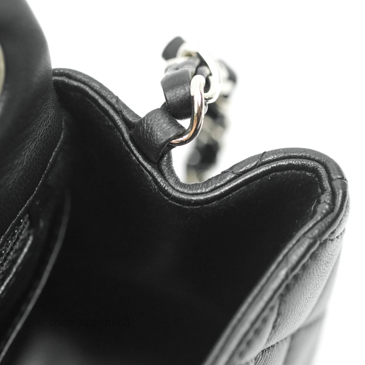 Chanel Mini Square Black Lambskin Silver Hardware