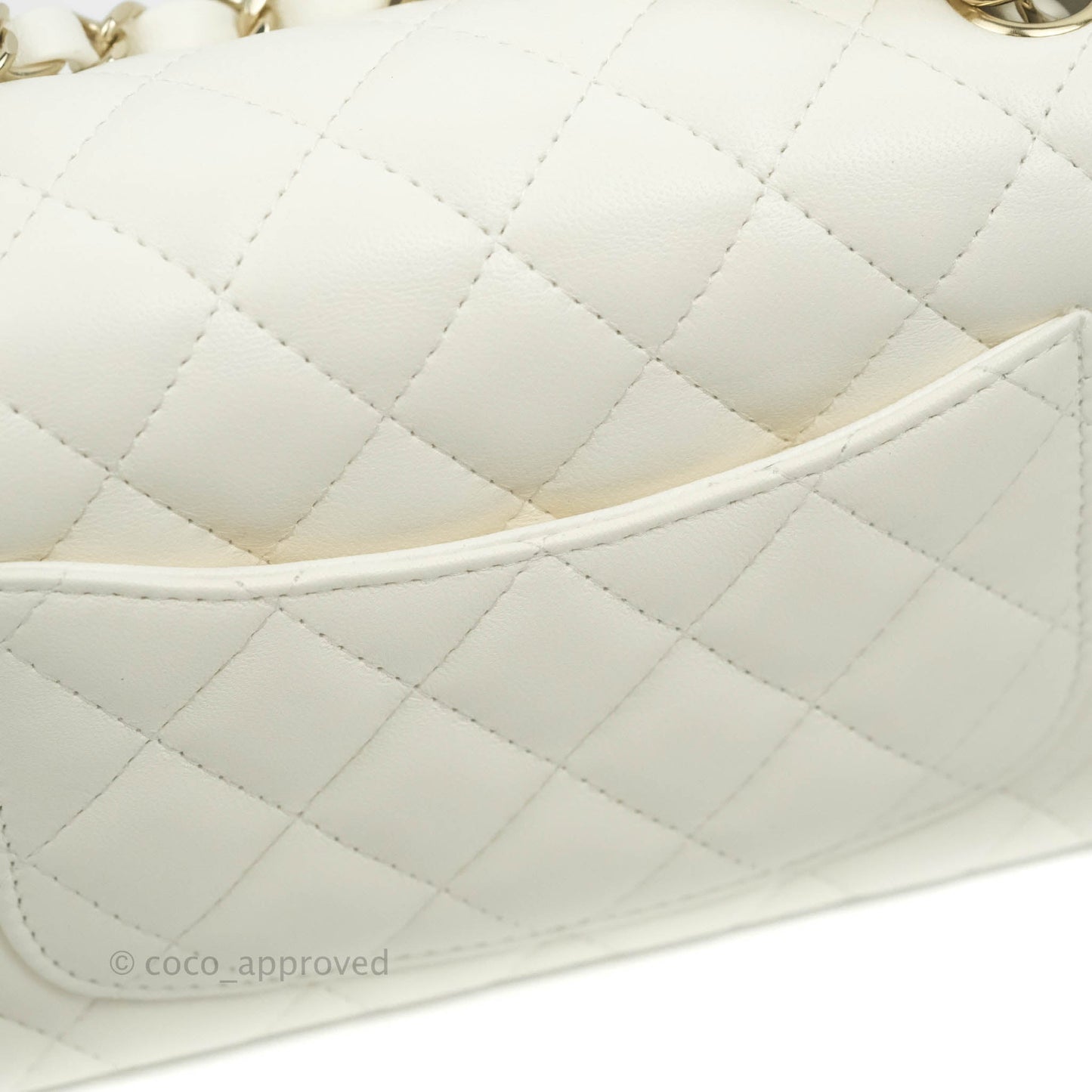 Chanel Quilted Mini Rectangular Flap White Lambskin Gold Hardware