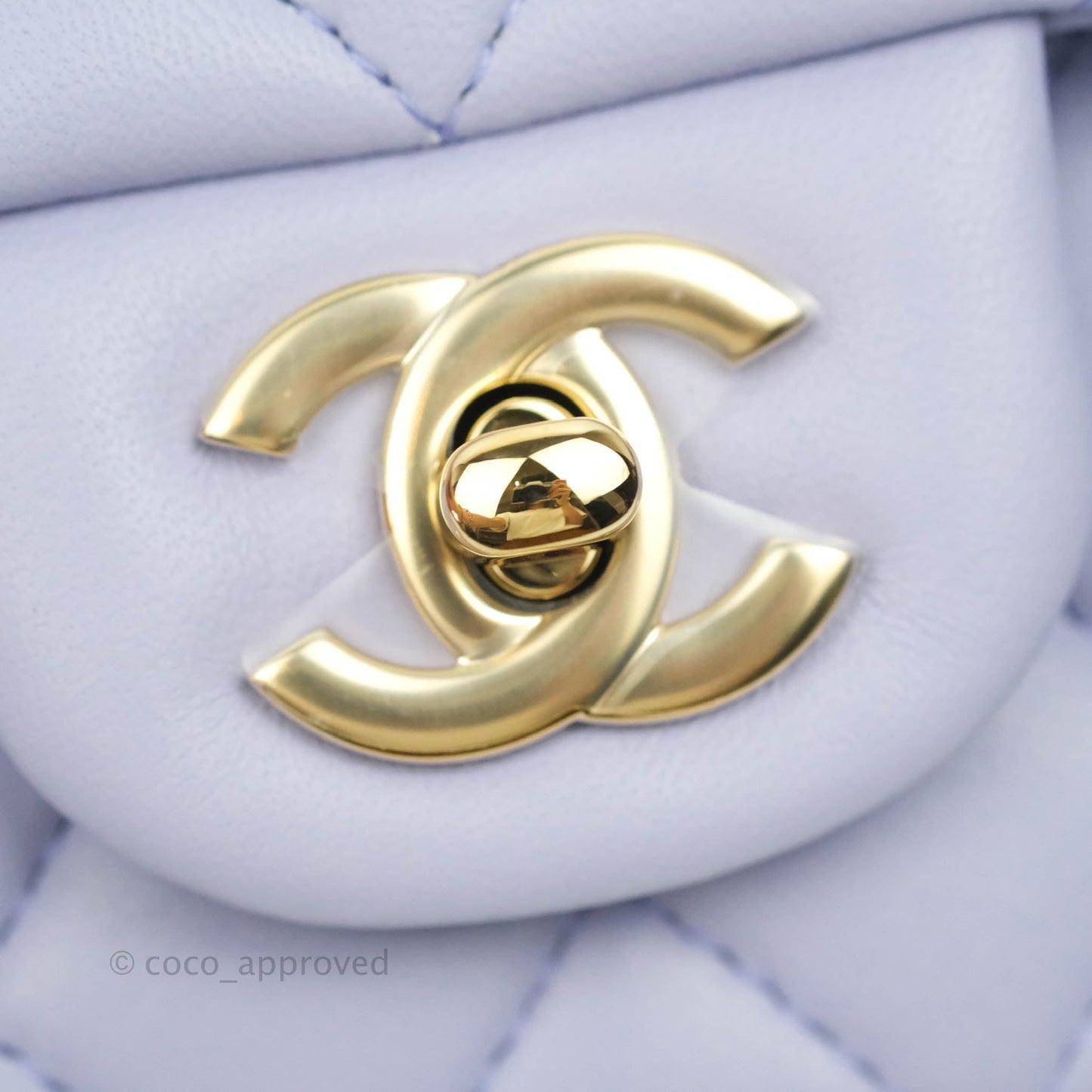 Chanel Top Handle Mini Rectangular Flap Bag Lilac Lambskin Aged Gold Hardware 21K