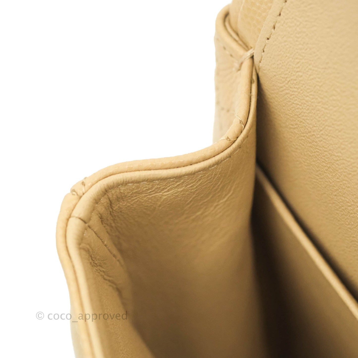 Chanel Quilted M/L Medium Double Flap Beige Caviar Gold Hardware 19C