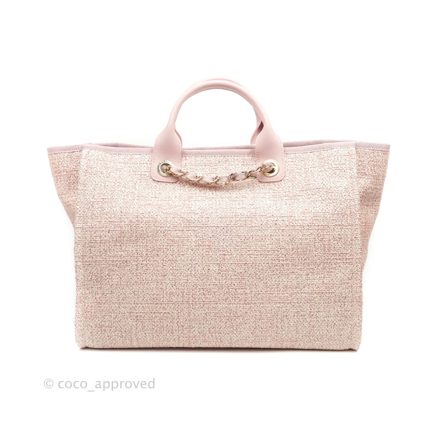 Chanel Large Deauville Pink Canvas Gold Hardware 19C