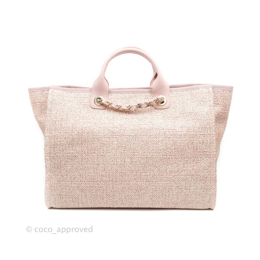 Chanel Large Deauville Pink Canvas Gold Hardware 19C