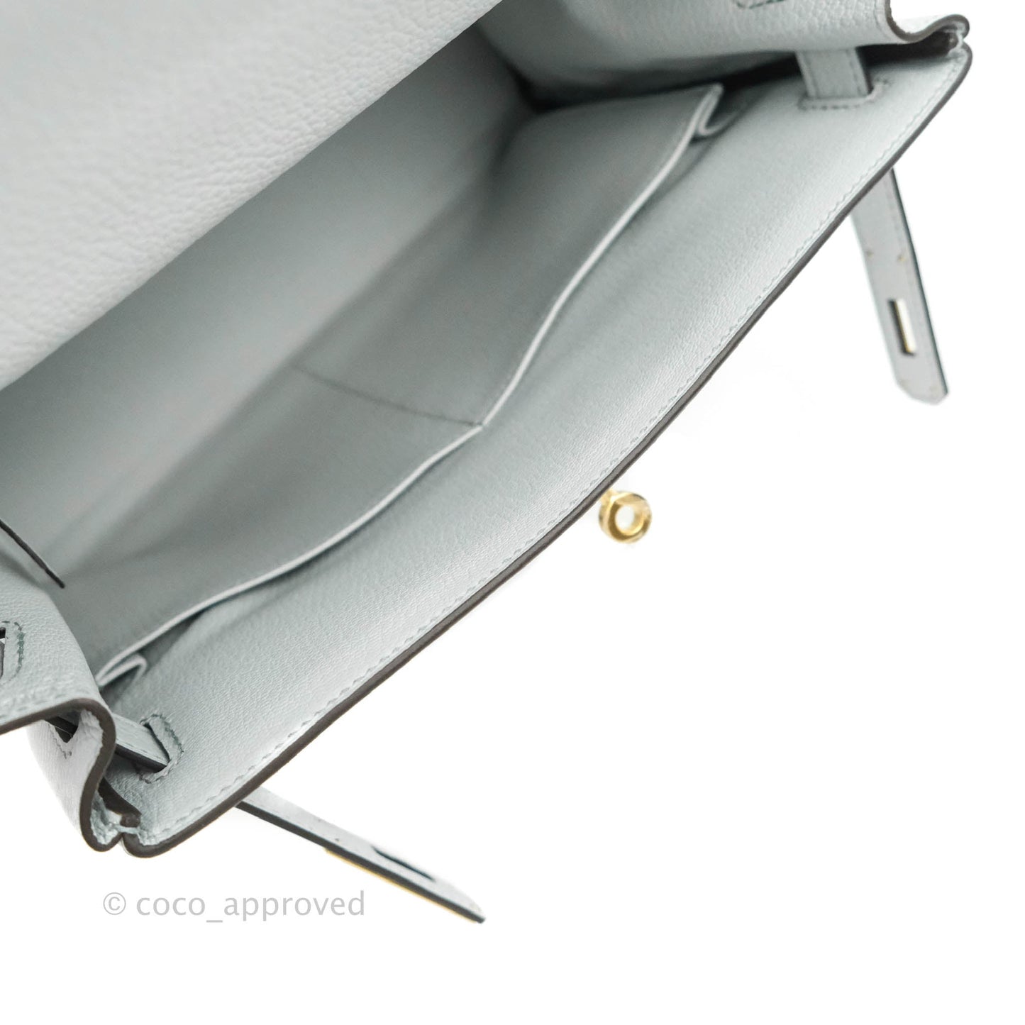 Hermès Kelly 28 Retourne Taurillon Clemence Bleu Pale Gold Hardware