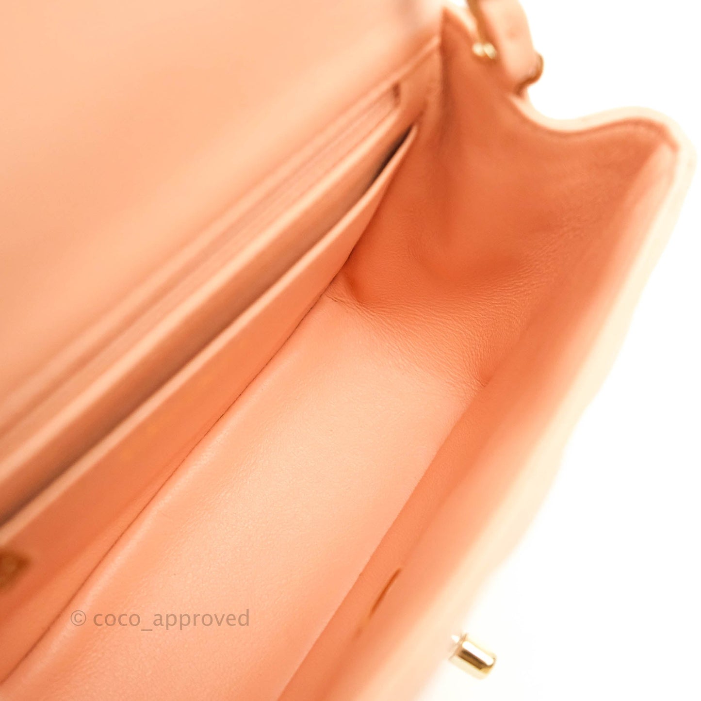 Chanel Quilted Mini Square Light Beige Pink Lambskin Gold Hardware