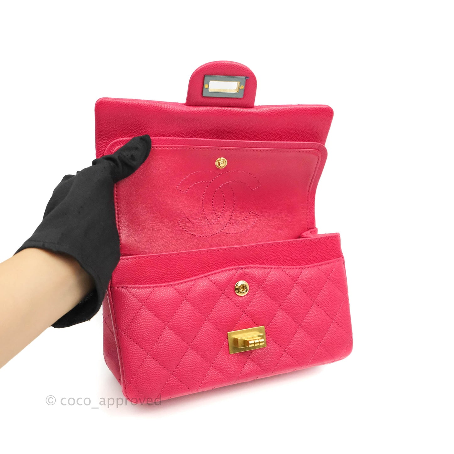 Chanel Reissue 224 Flap Quilted Fuschia Pink Caviar Aged Gold Hardware