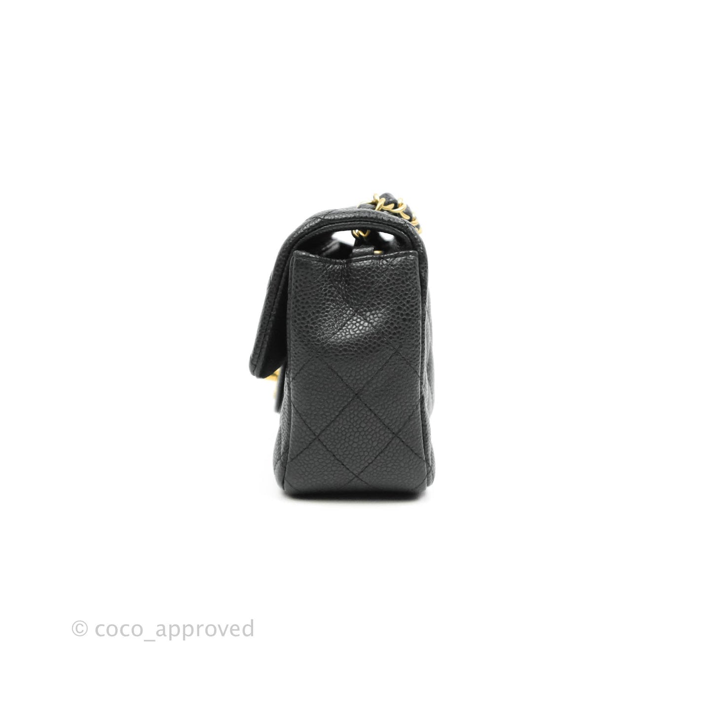 Chanel Quilted Mini Rectangular Black Caviar Gold Hardware